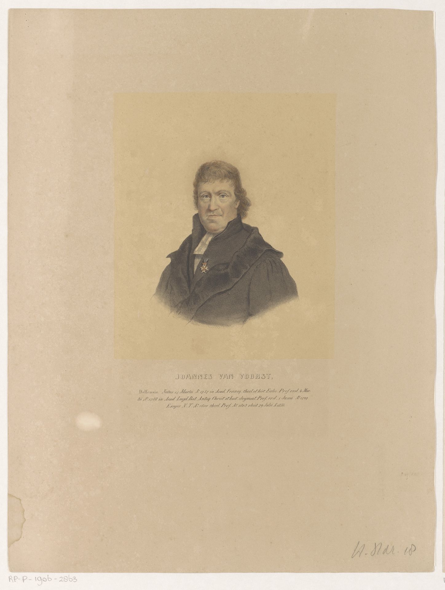 Portret van Johannes van Voorst by Leendert (I) Springer