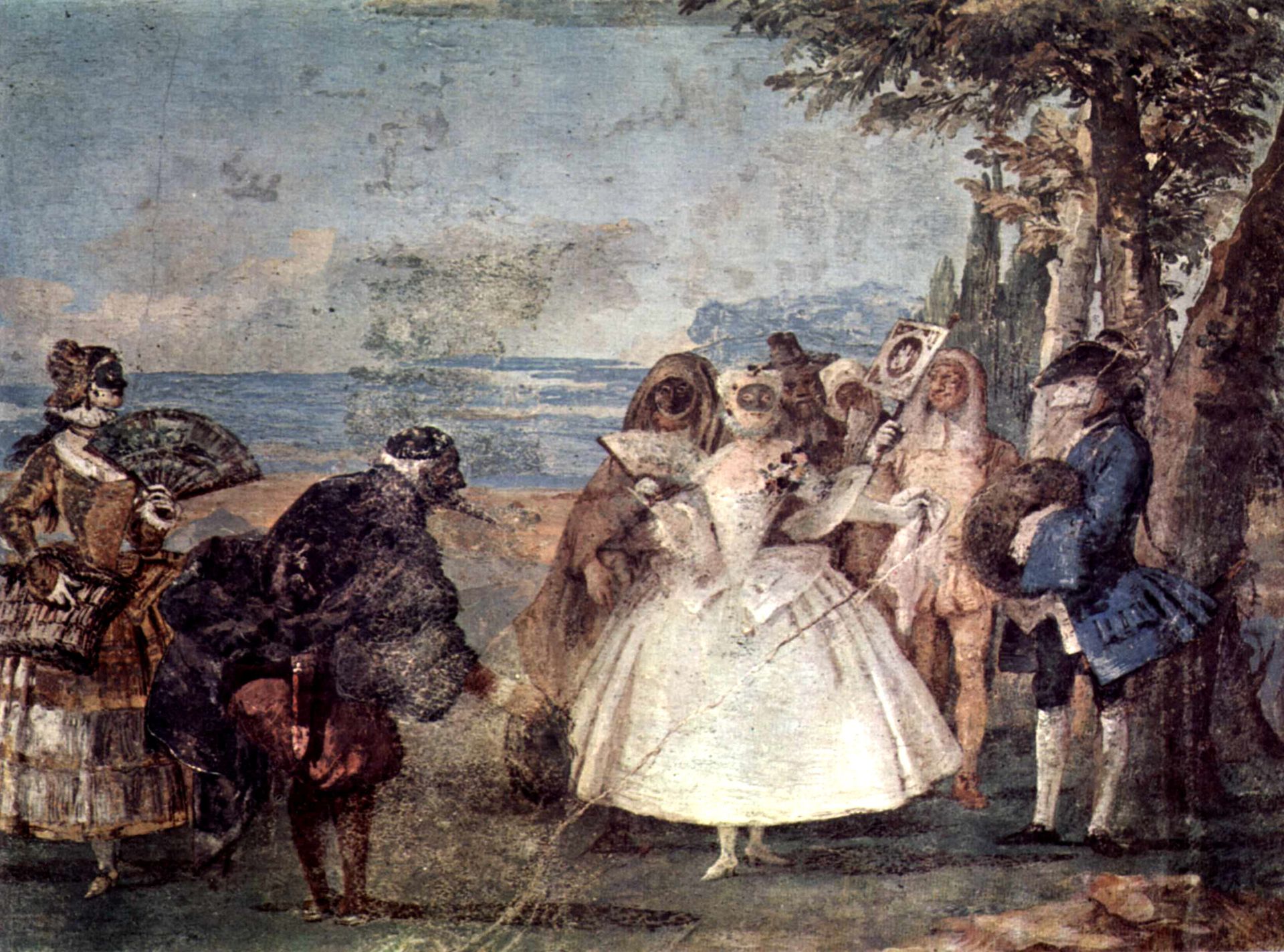 Minuet with Pantaloon and Colombine, from the Room of Carnival Scenes in the Foresteria by Giovanni Domenico Tiepolo