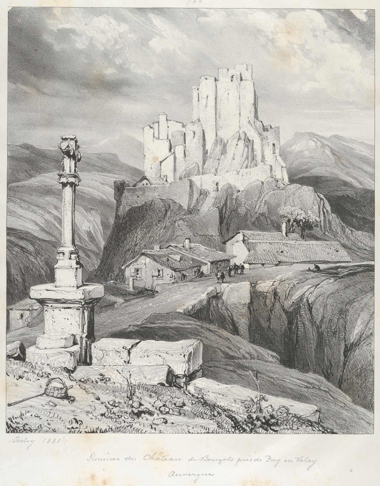 The Bouzols Castle Ruins Near Puy en Delay by Eugène Isabey