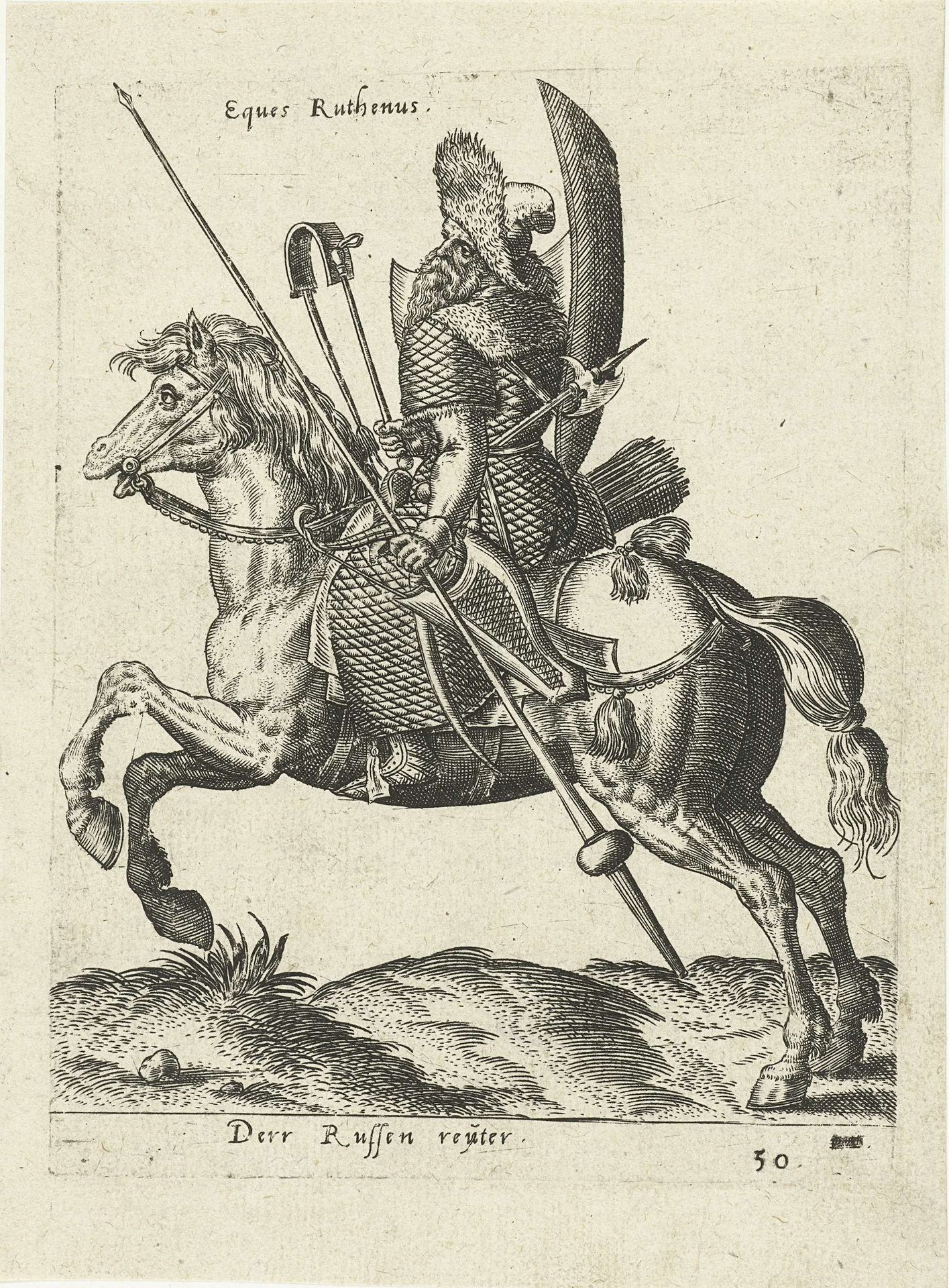 Russische ruiter by Abraham de Bruyn