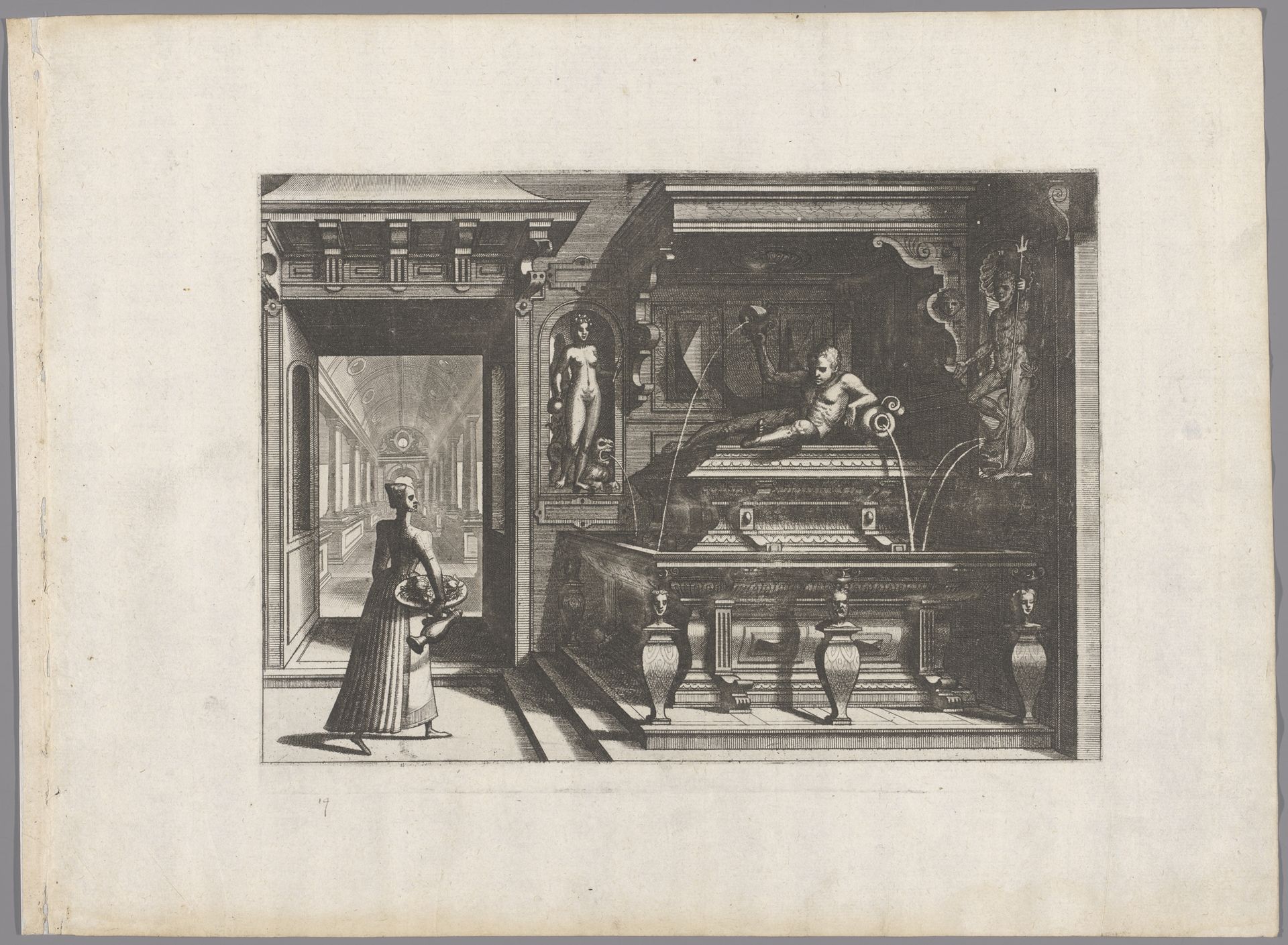 Fontein in de vorm van een tombe by Joannes van (I) Doetechum