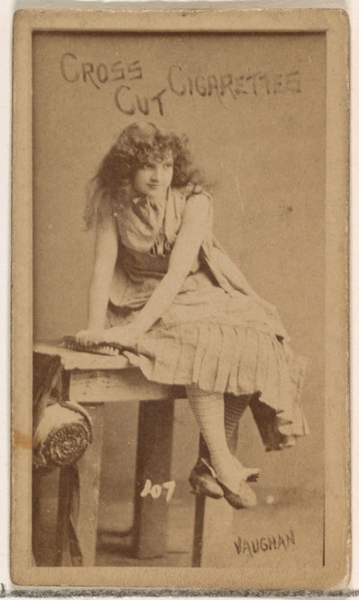Card Number 107, Vaughan, from the Actors and Actresses series (N145-1) issued by Duke Sons & Co. to promote Cross Cut Cigarettes by W. Duke, Sons & Co.