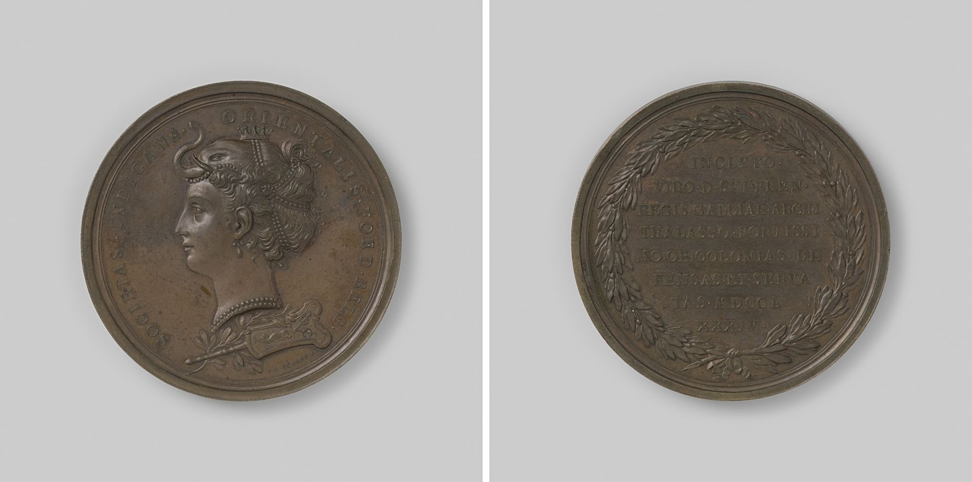 Eerbetoon aan de Franse vice-admiraal De Suffren door de VOC by Johann Heinrich Schepp