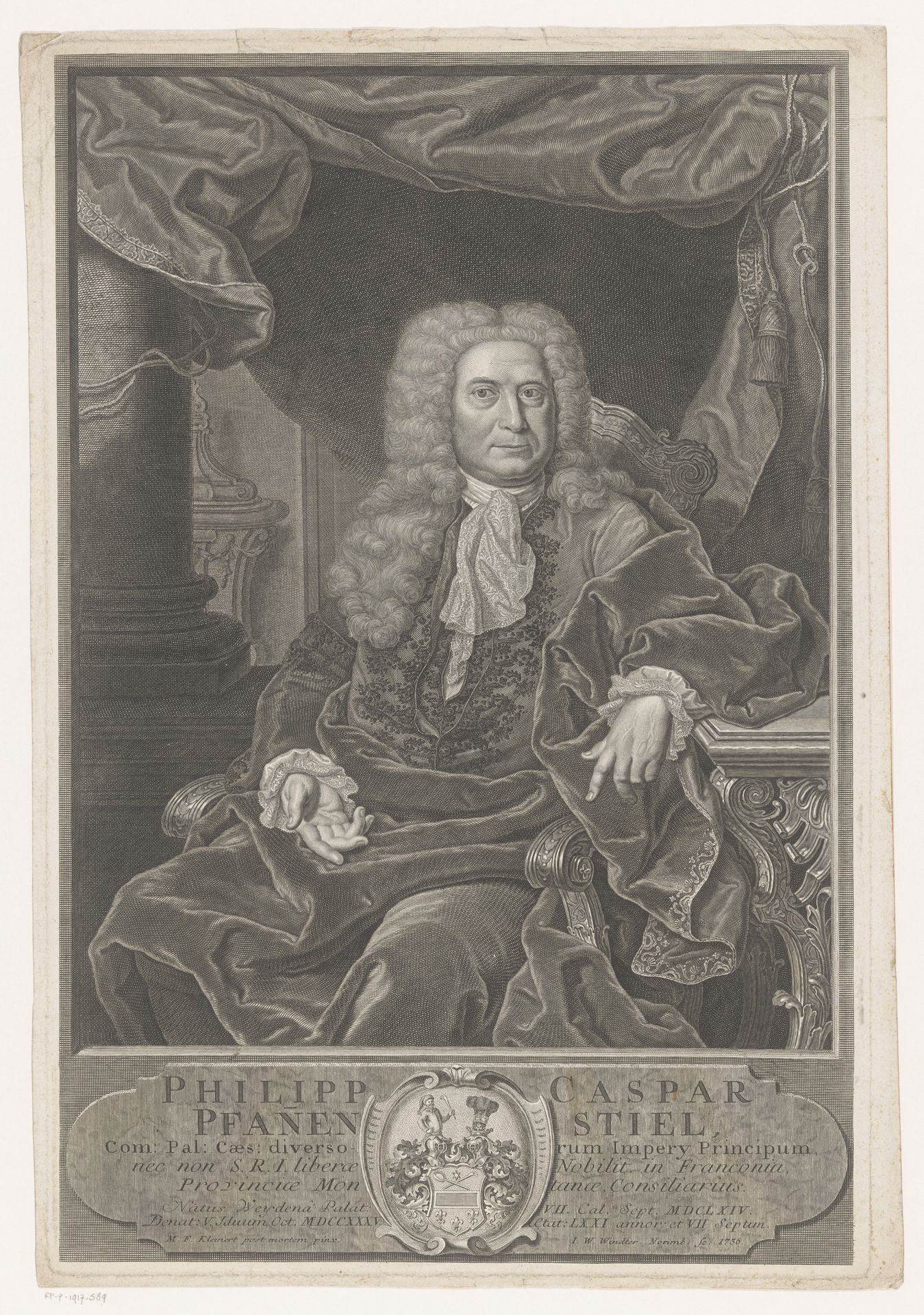 Portret van Philipp Caspar Pfannenstiel by Johann Wilhelm Windter