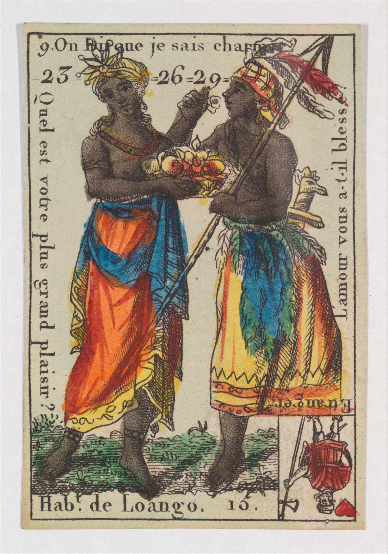 Hab.t de Loango, from the playing cards (for quartets) "Costumes des Peuples Étrangers" by Anonymous