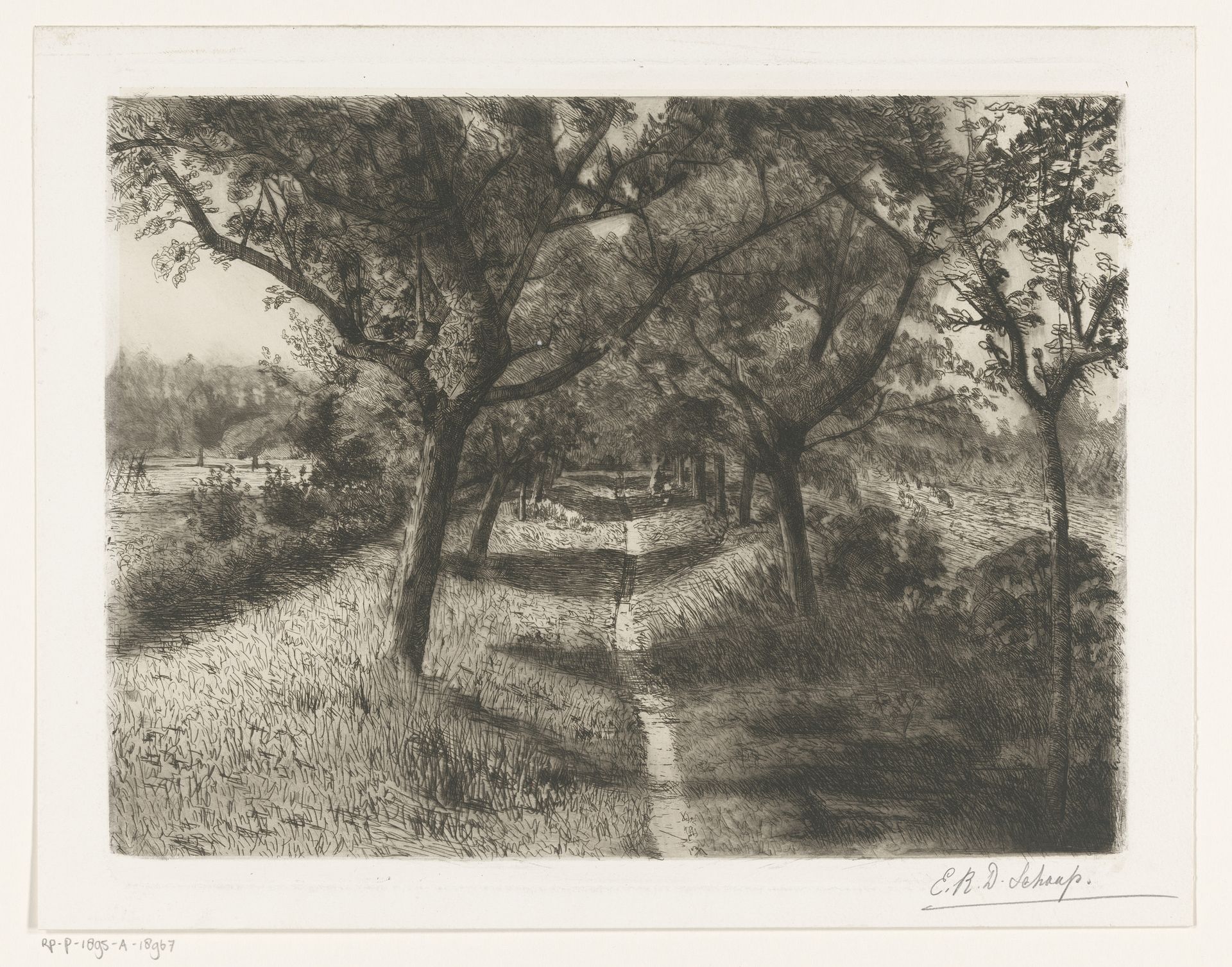 Pad met aangrenzende bomen by Egbert Rubertus Derk Schaap