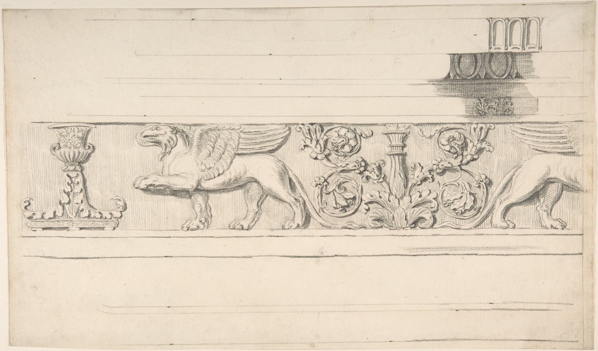 Classical Frieze with Griffins and Candleabra, and Molding Details by Thomas Hardwick