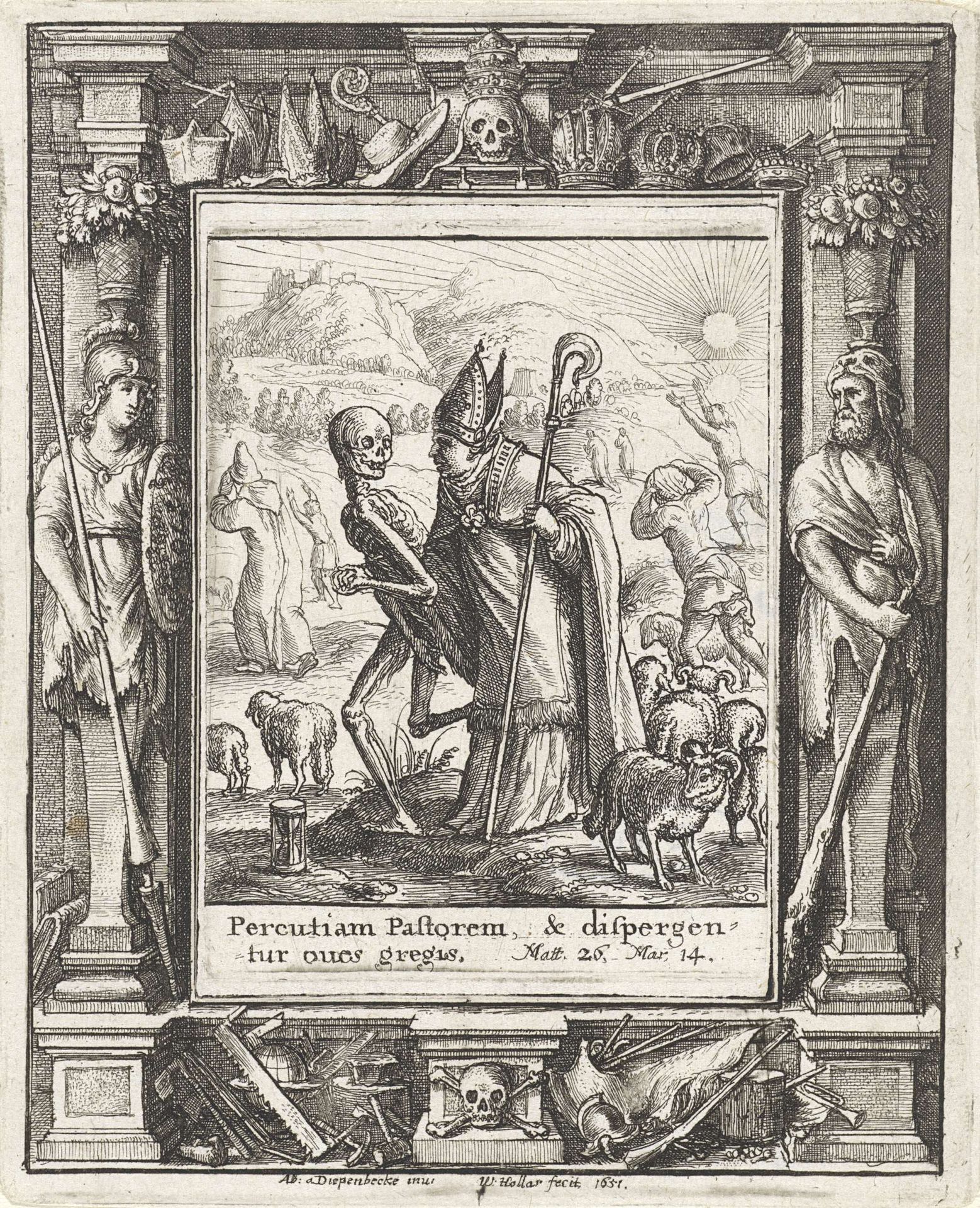 De bisschop en de Dood by Wenceslaus Hollar