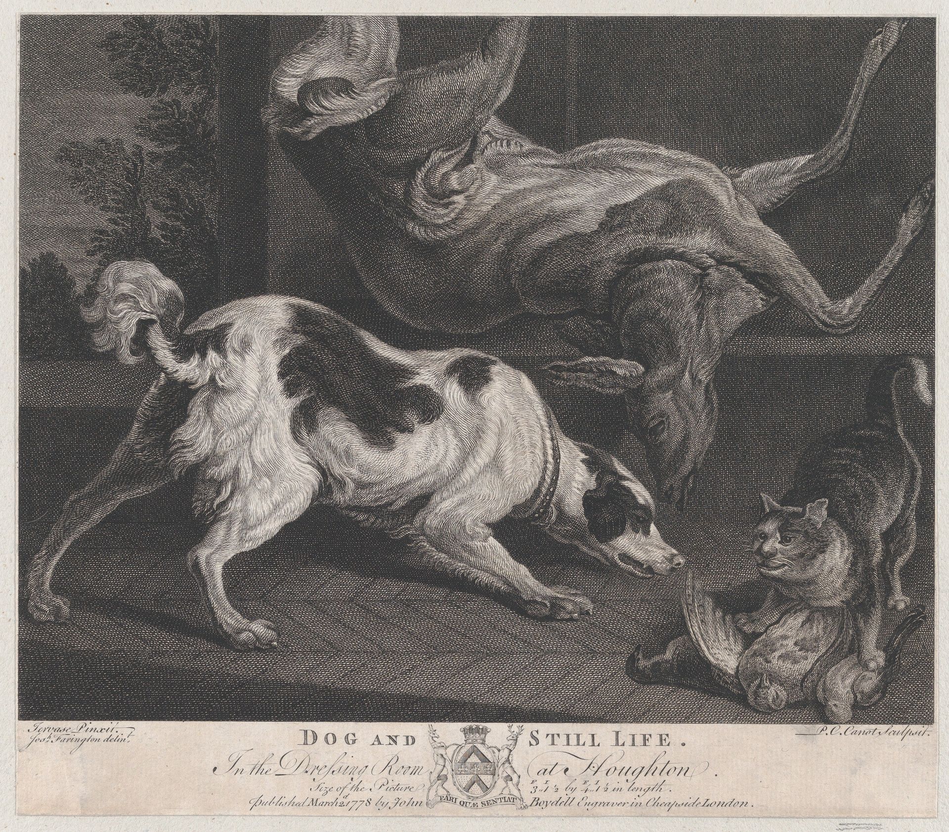 Dogs and Still Life by Pierre Charles Canot