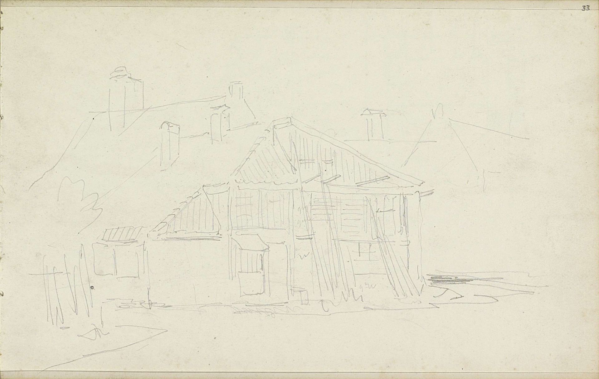 Gezicht op gebouwen by Adrianus Eversen