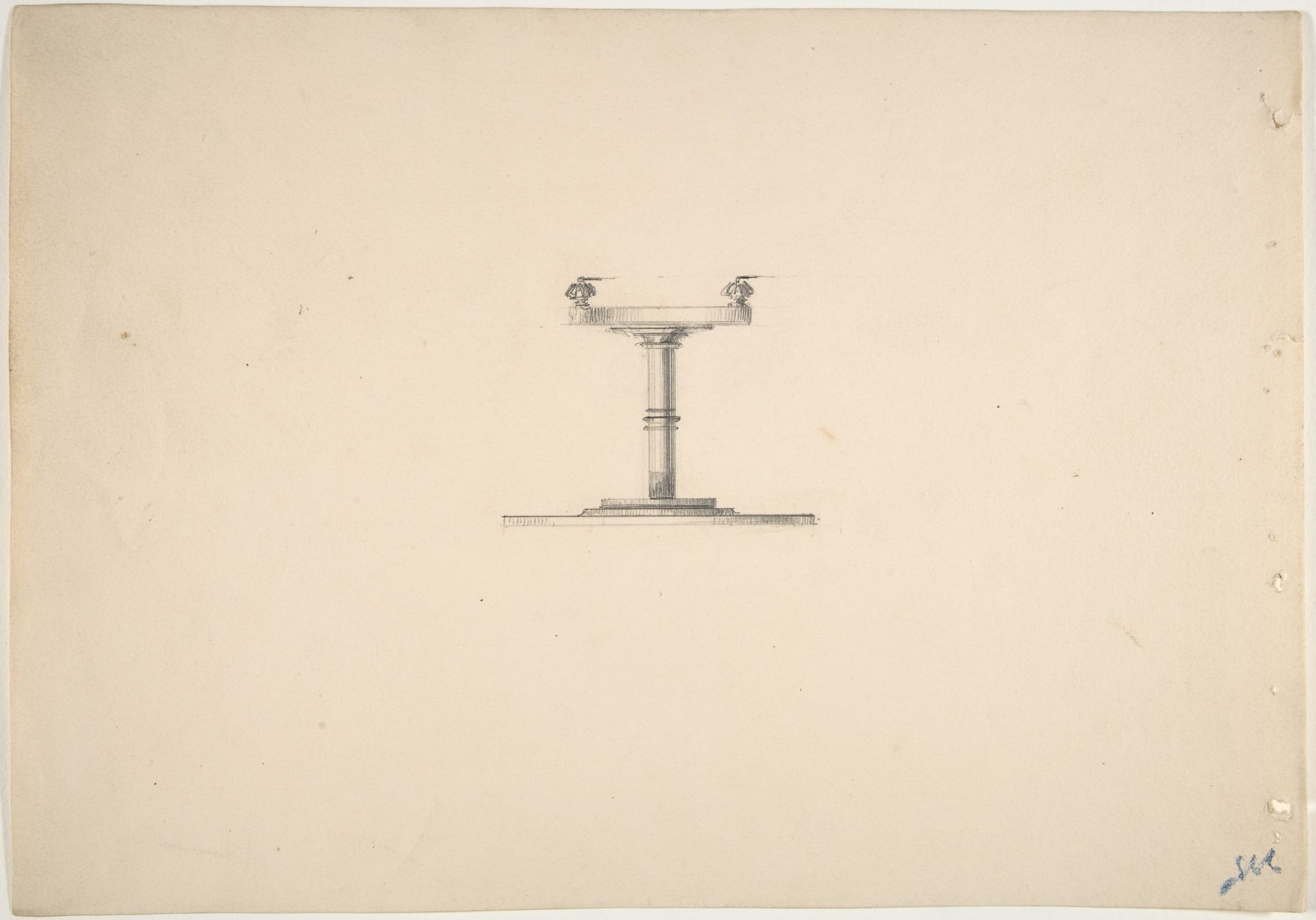 Design for a Round Pedestal Table on Casters by Anonymous