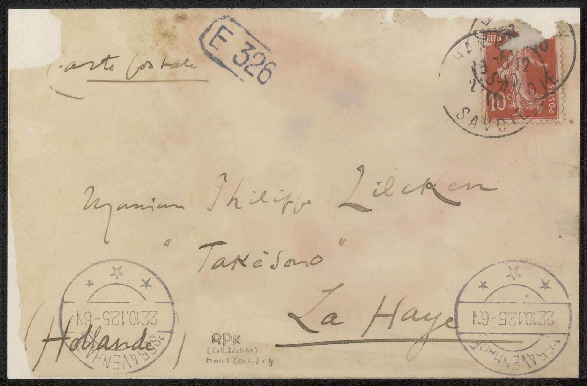 Briefkaart aan Philip Zilcken by Octave Maus