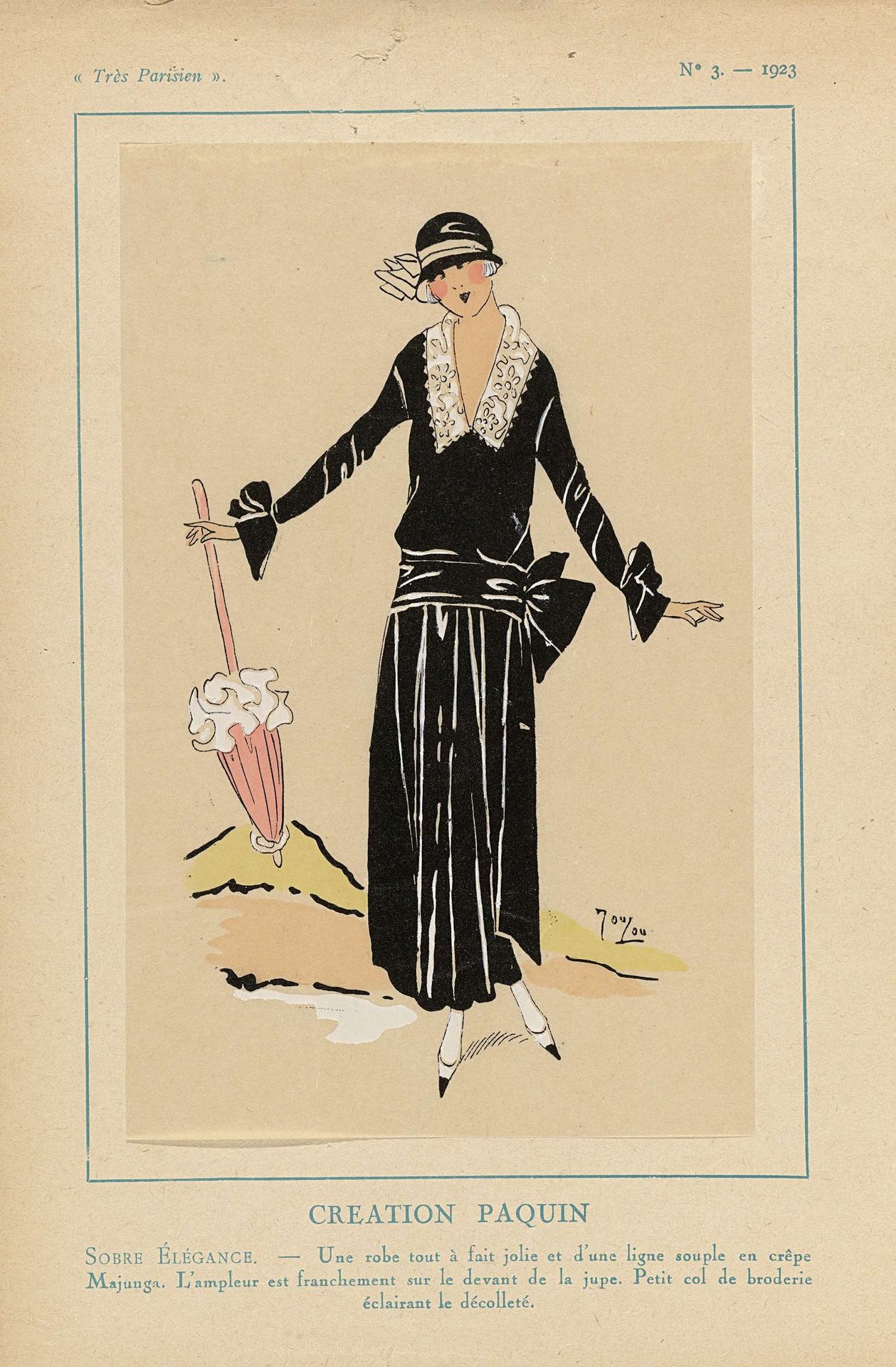 Très Parisien, 1923, No. 3: Creation de PAQUIN. Sobre Elégance... by Anonymous