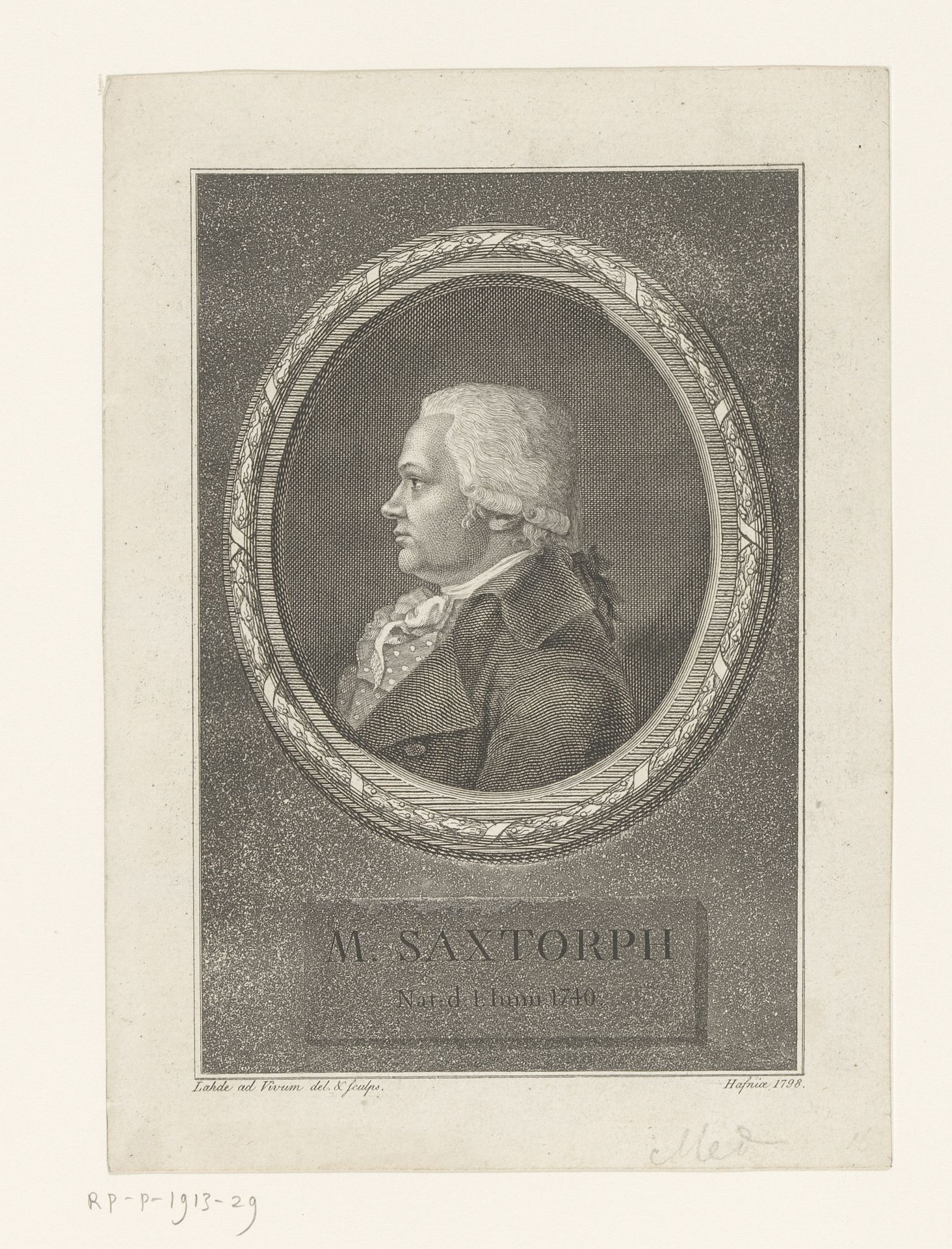 Portret van Matthias Saxtorph by Gerhard Ludwig Lahde