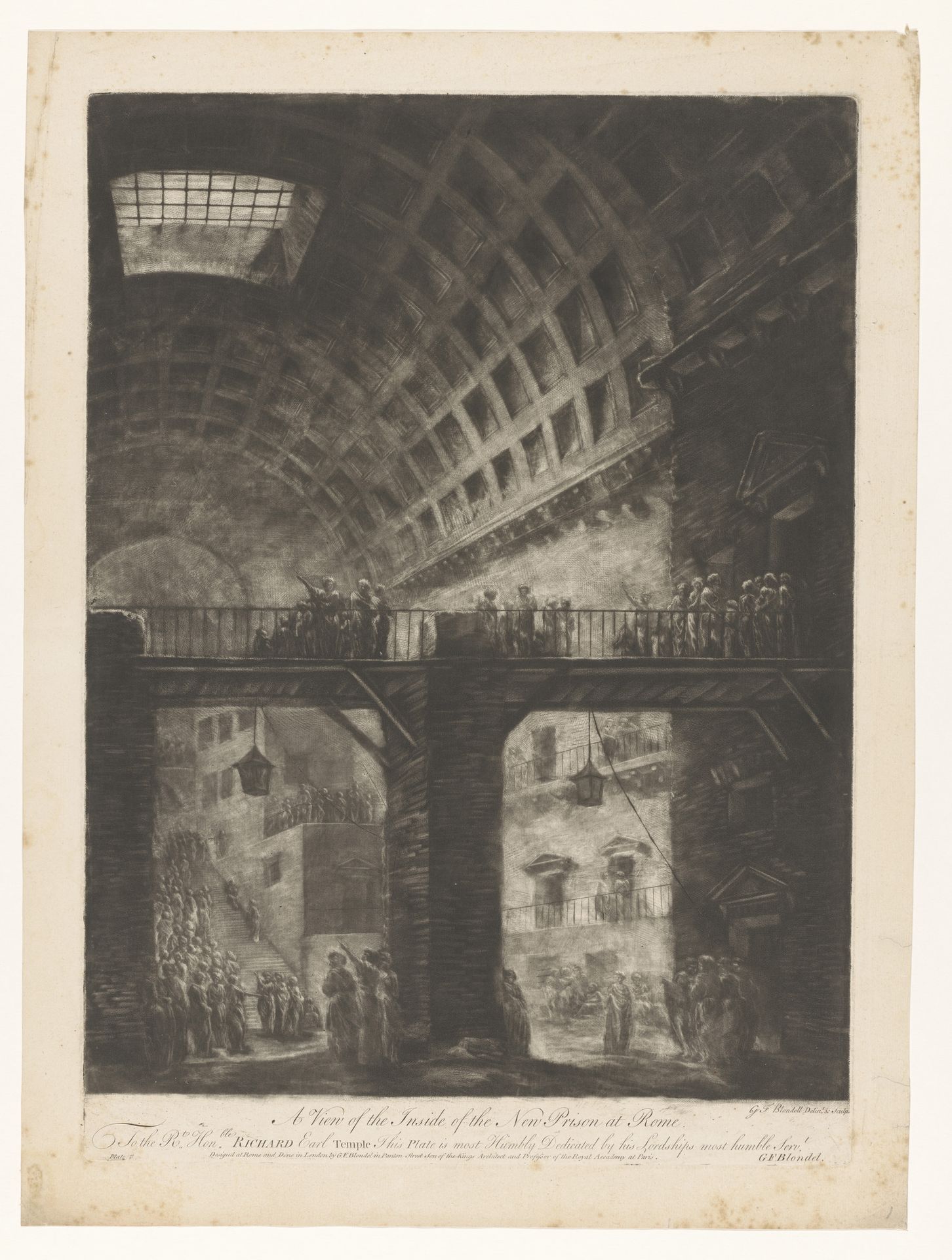 Interieur van een gevangenis by Jacques François Blondel