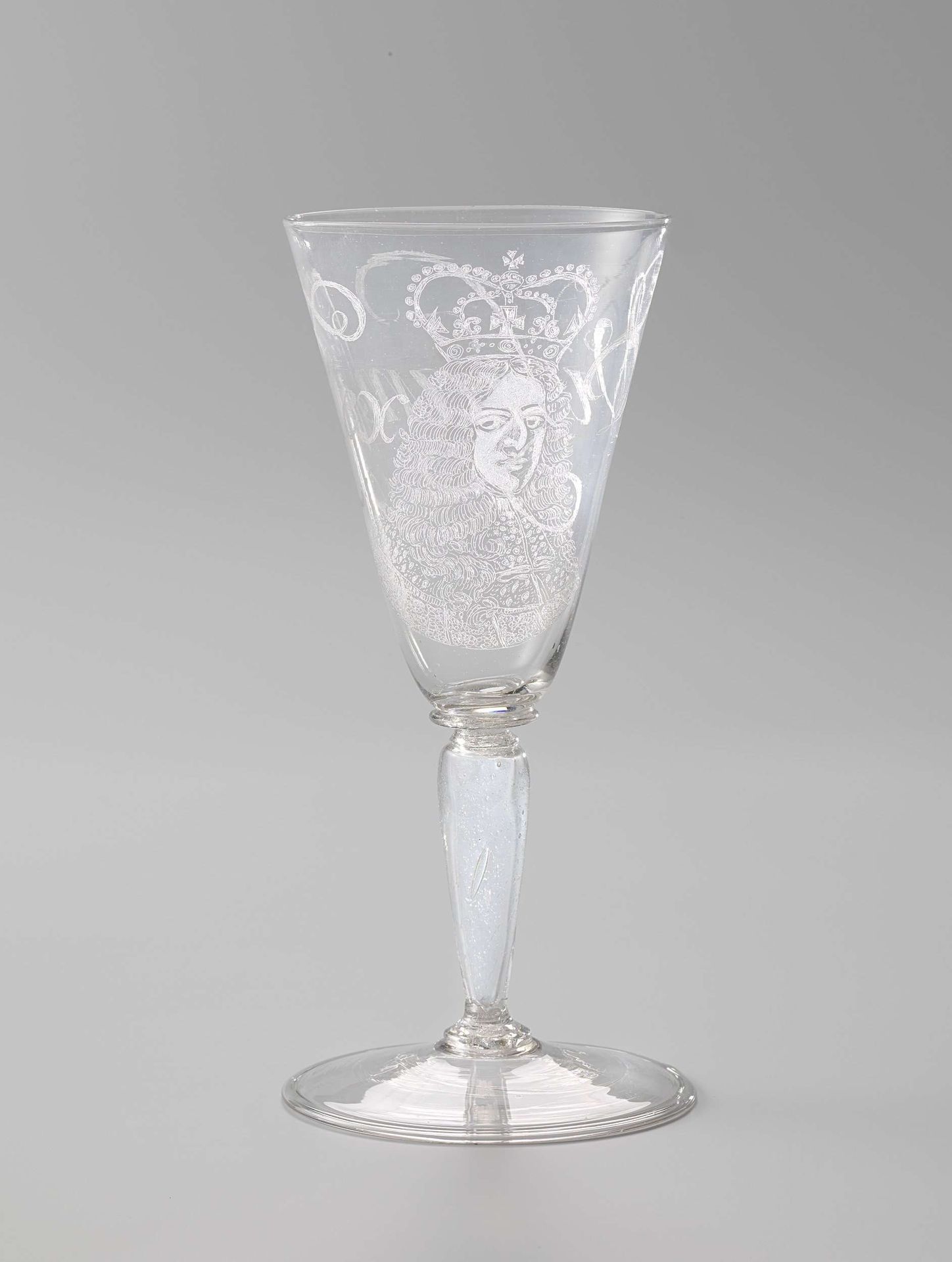 Wine glass with a portrait of King William III by Anonymous