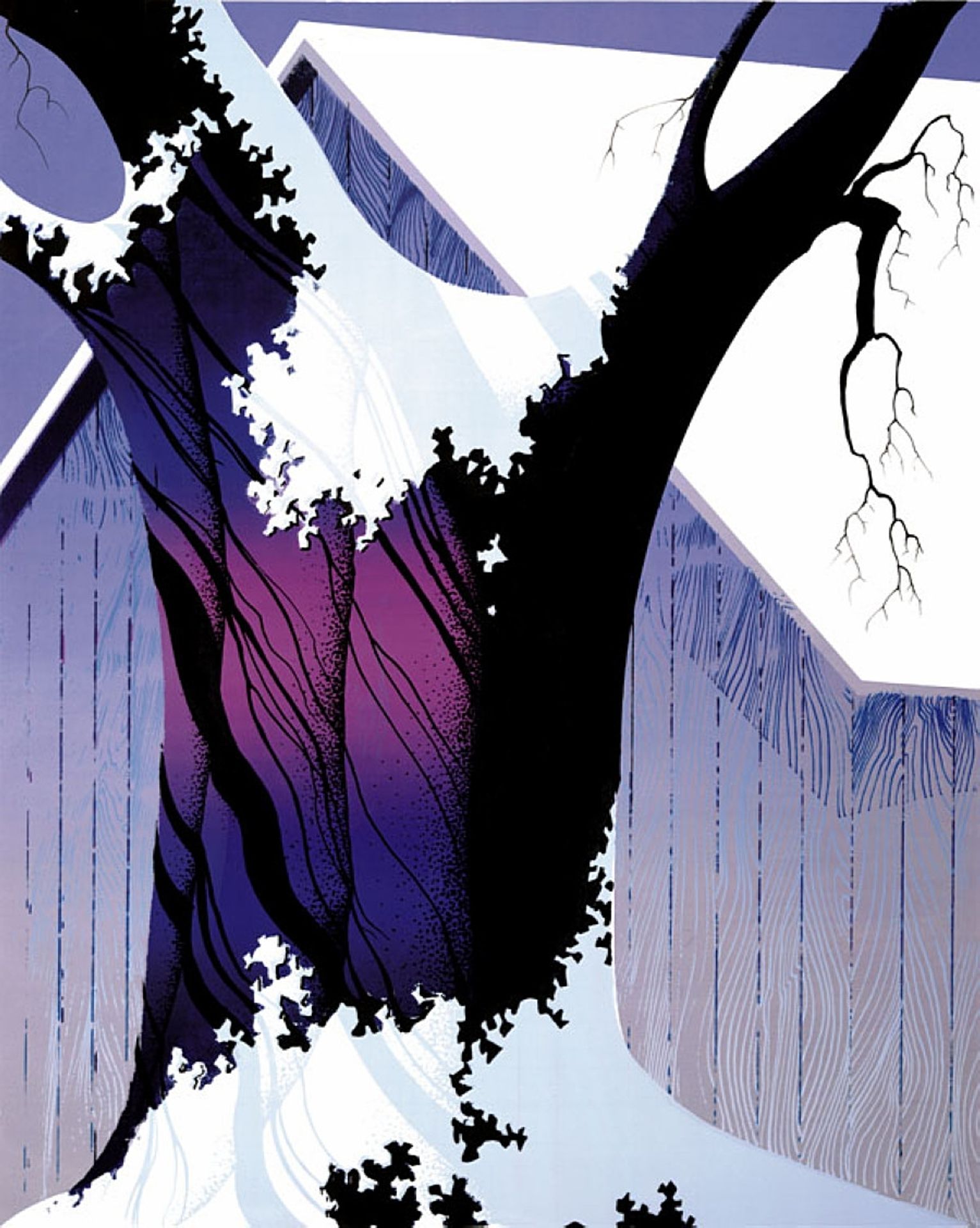 Violet Tree and Barn by Eyvind Earle