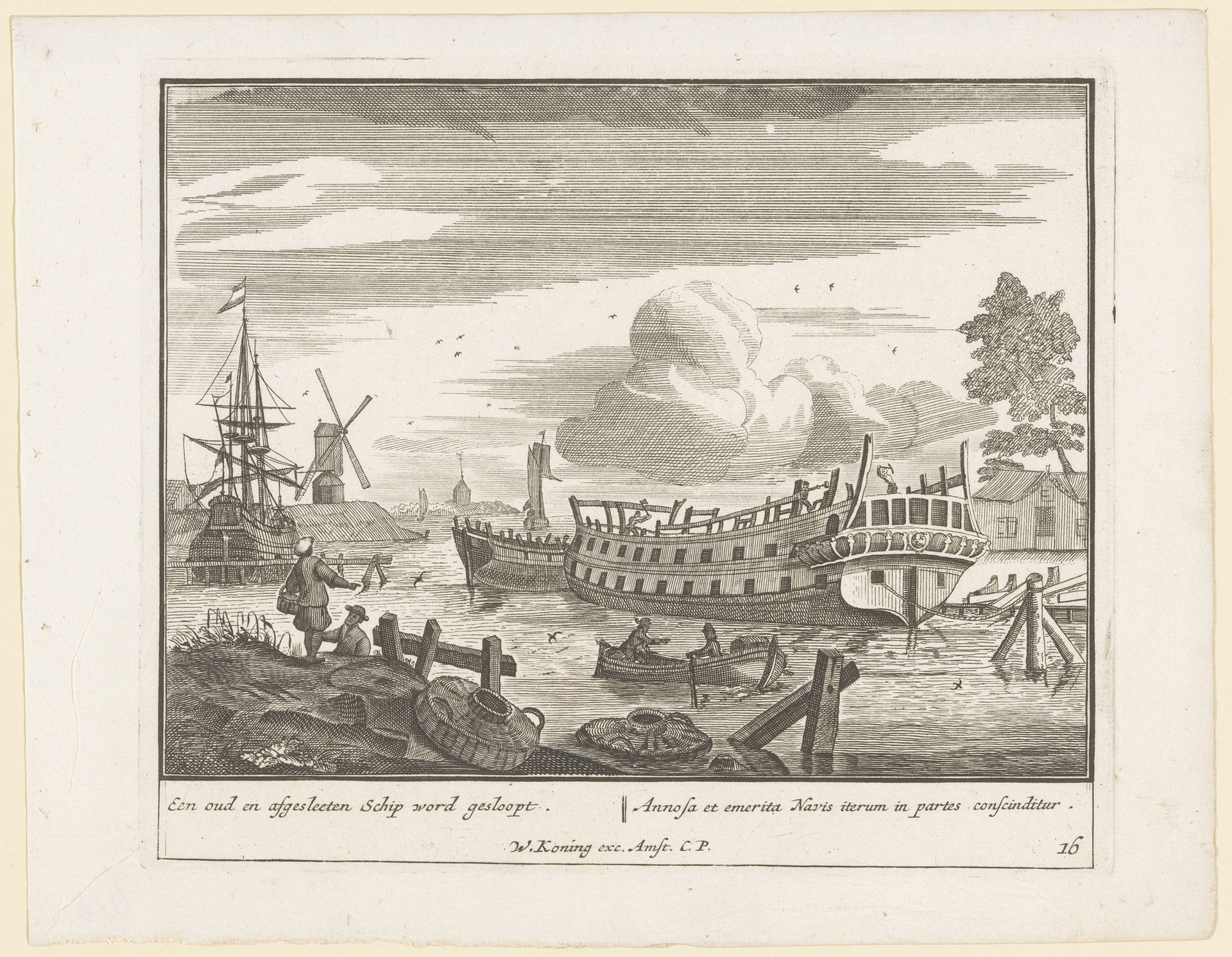 Sloop van een oud schip by Pieter van den Berge