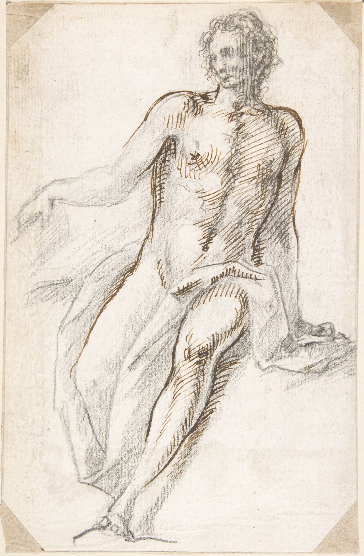 Seated Male Nude with Open Book by Pedro  Duque Cornejo