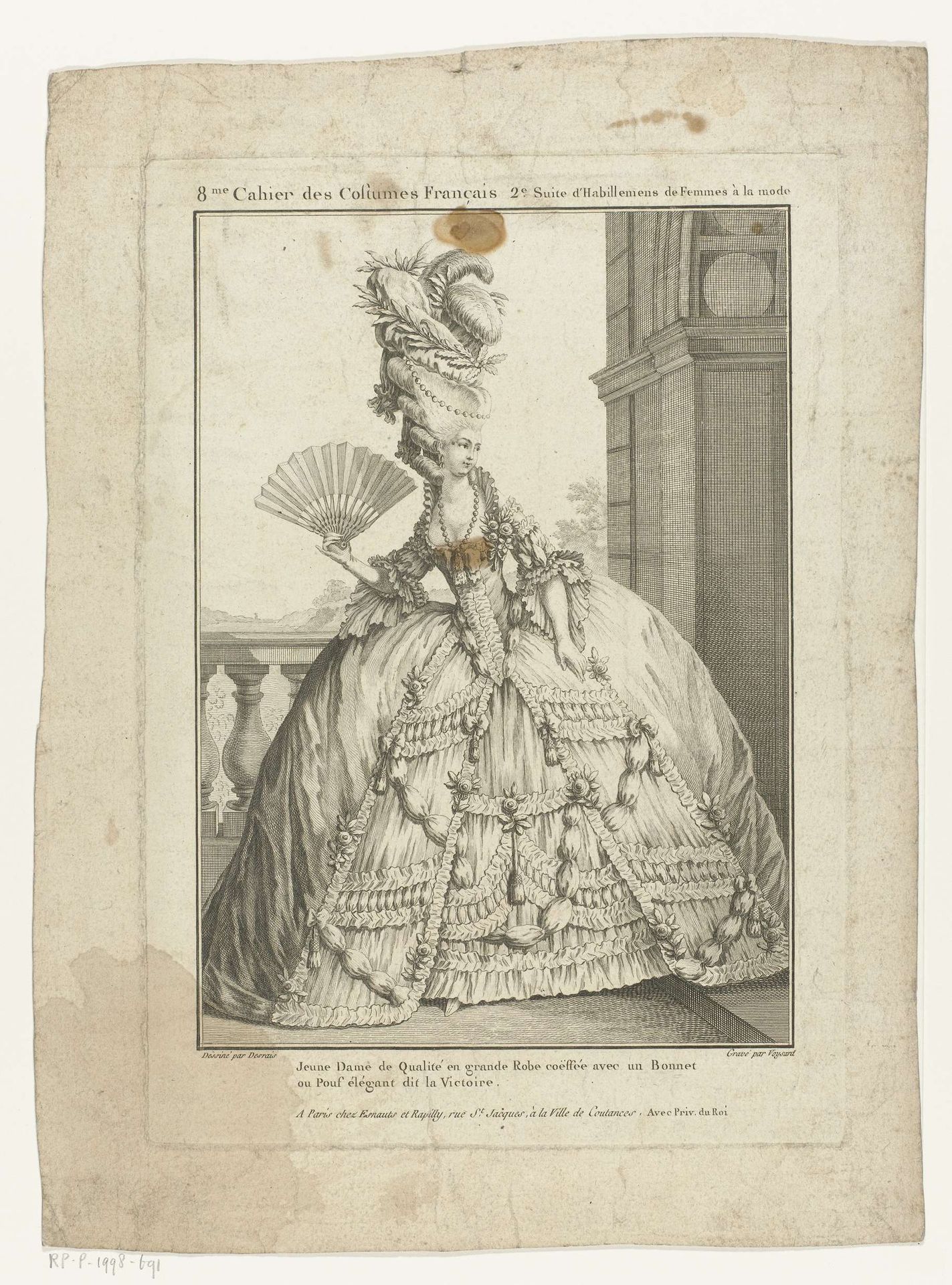 Gallerie des Modes et Costumes Francais, 1778, H.43: Jeune Dame de Qualité en grande Robe... by Etienne Claude Voysard