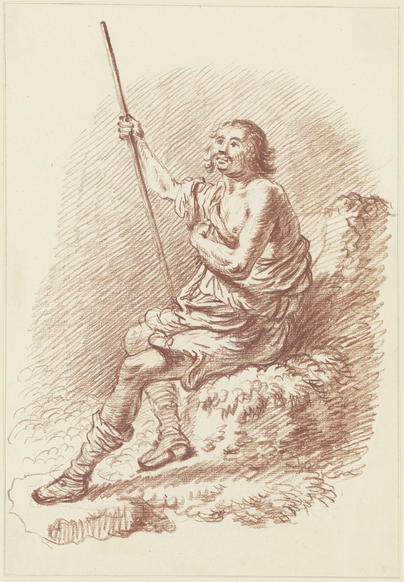 Sitzende männliche Modellfigur by Friedrich Wilhelm Hirt