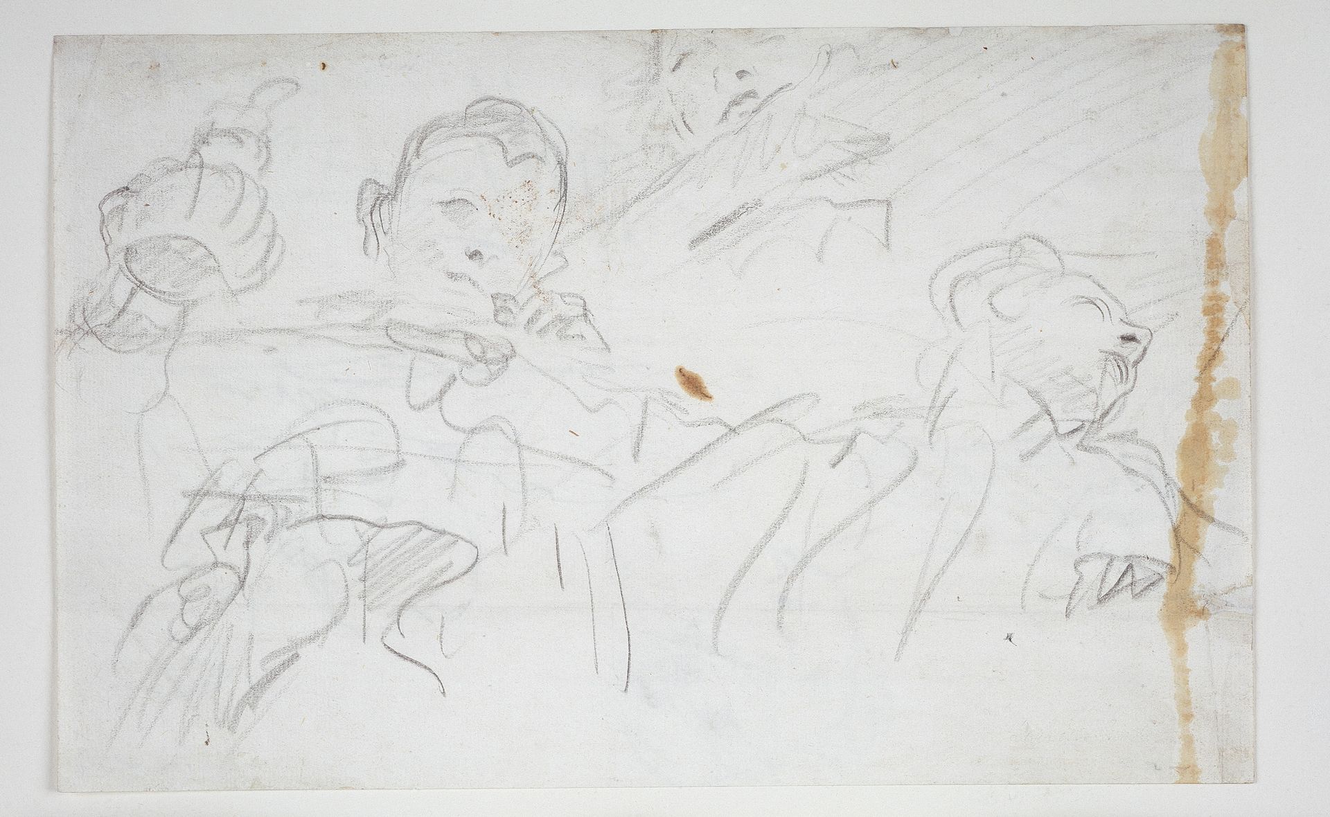 Studienblatt_ drei Figuren und ein Arm by Giovanni Battista Tiepolo