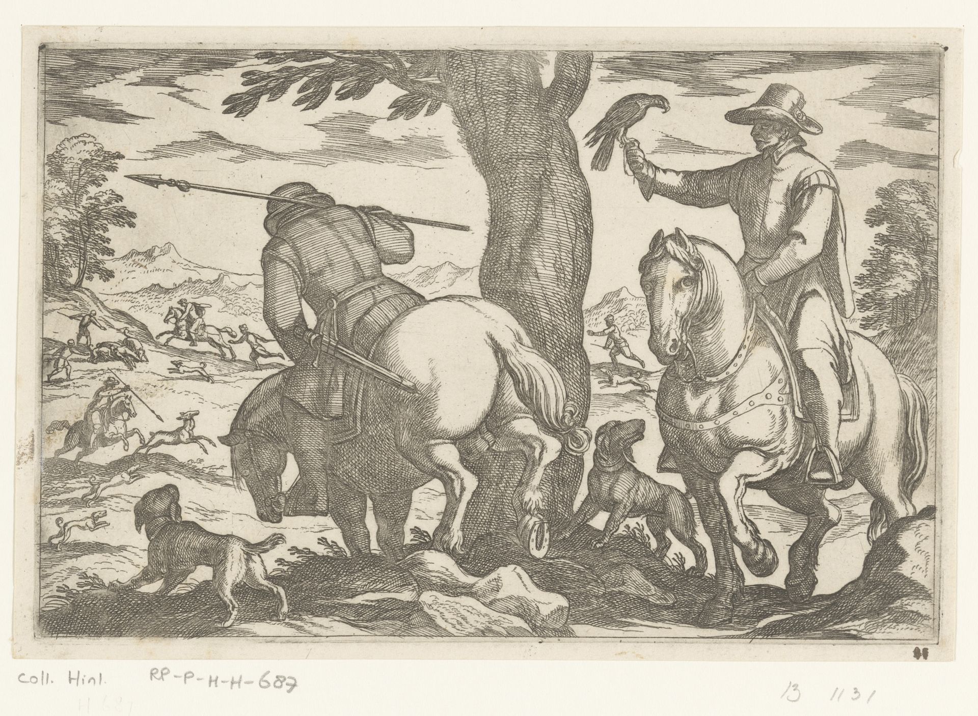 Jacht met valken op herten by Antonio Tempesta