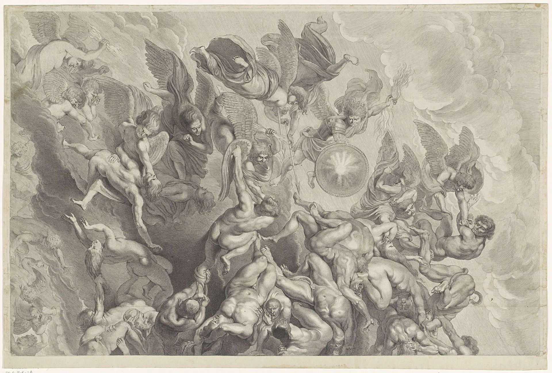 Val van de verdoemden (bovenste plaat) by Jonas Suyderhoef