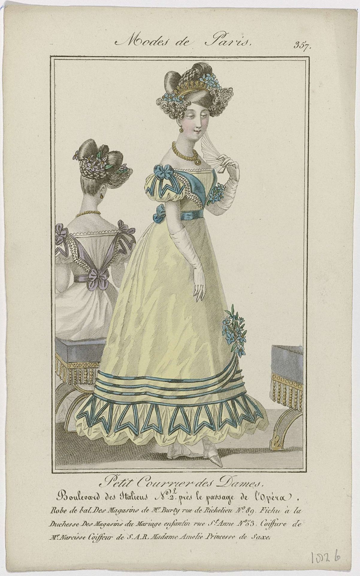 Petit Courrier des Dames, 1826, No. 357 : Robe de bal (...) by Anonymous