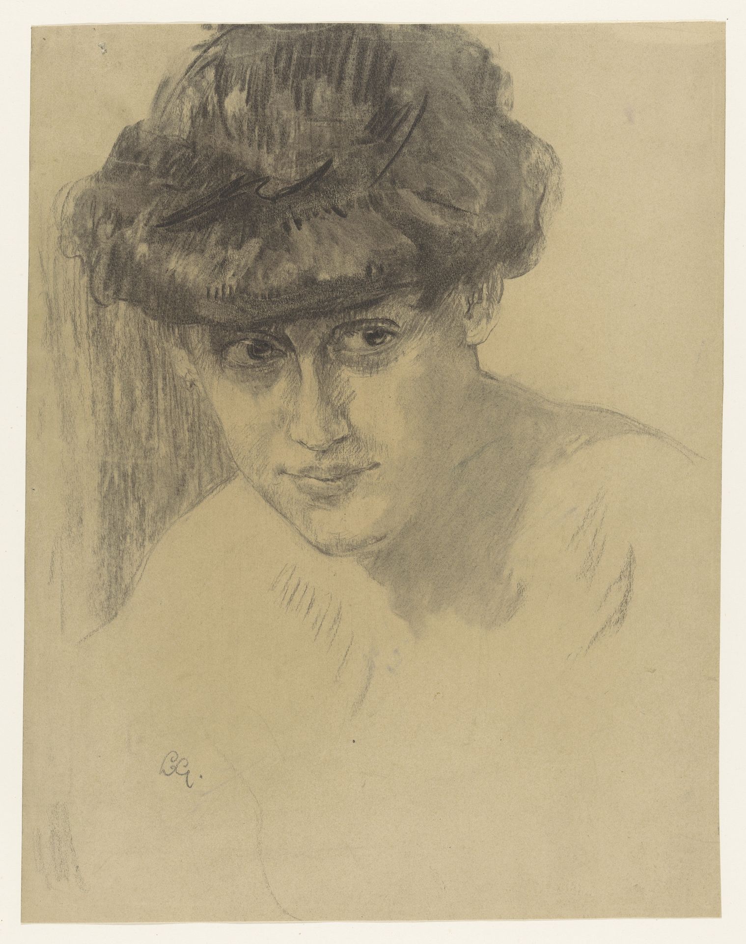 Buste van een vrouw met opgestoken haar by Leo Gestel