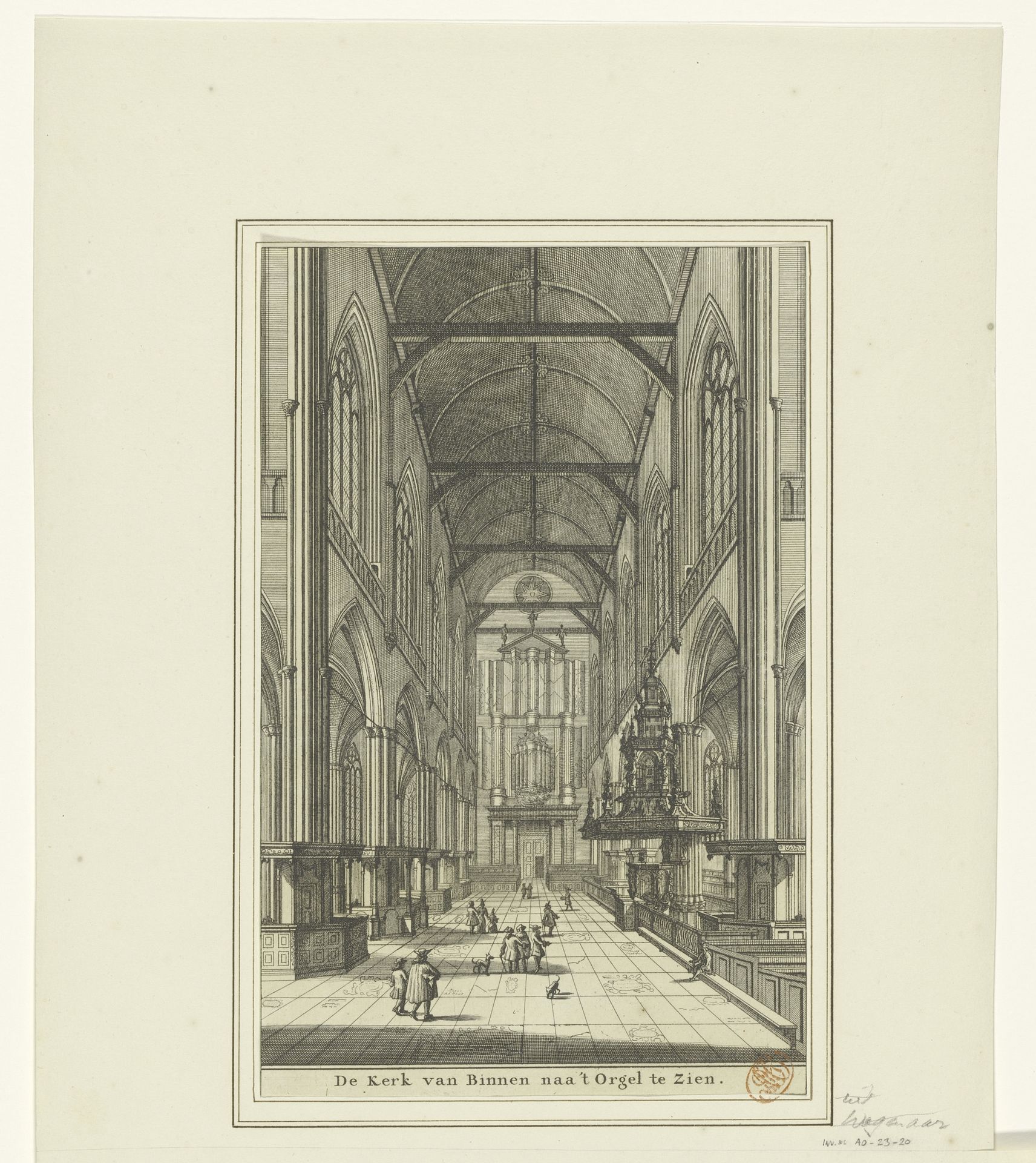 Interieur van de Nieuwe Kerk te Amsterdam, gezien richting het orgel by Daniël Stopendaal