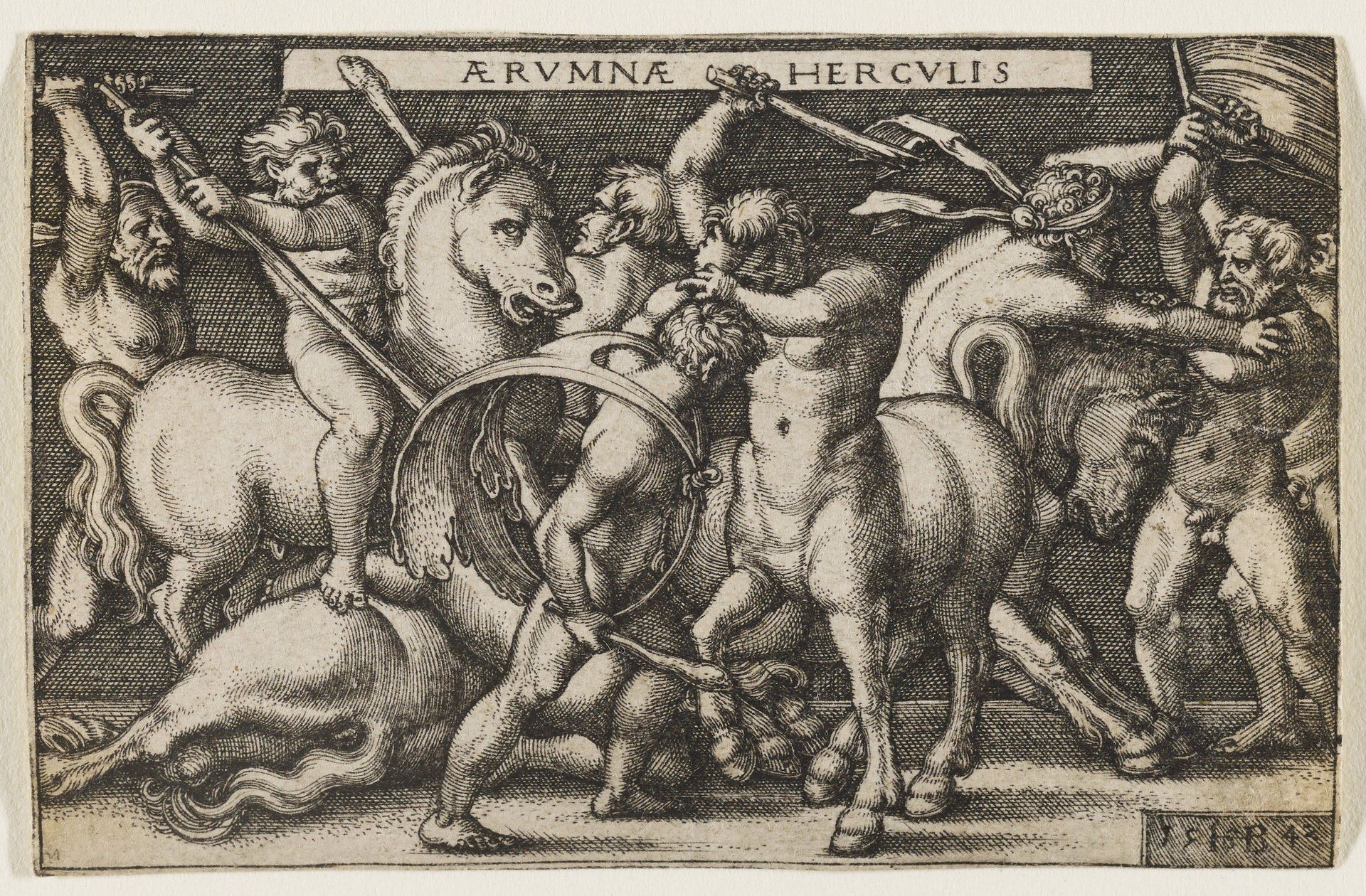 Hercules Fighting the Centaurs by Sebald Beham