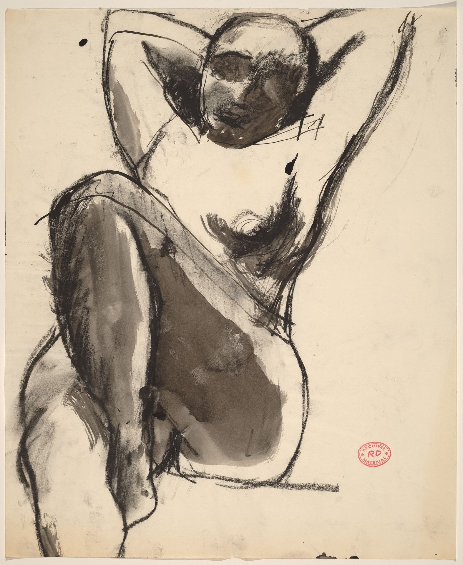 Untitled [seated nude with her arms behind her head] by Richard Diebenkorn