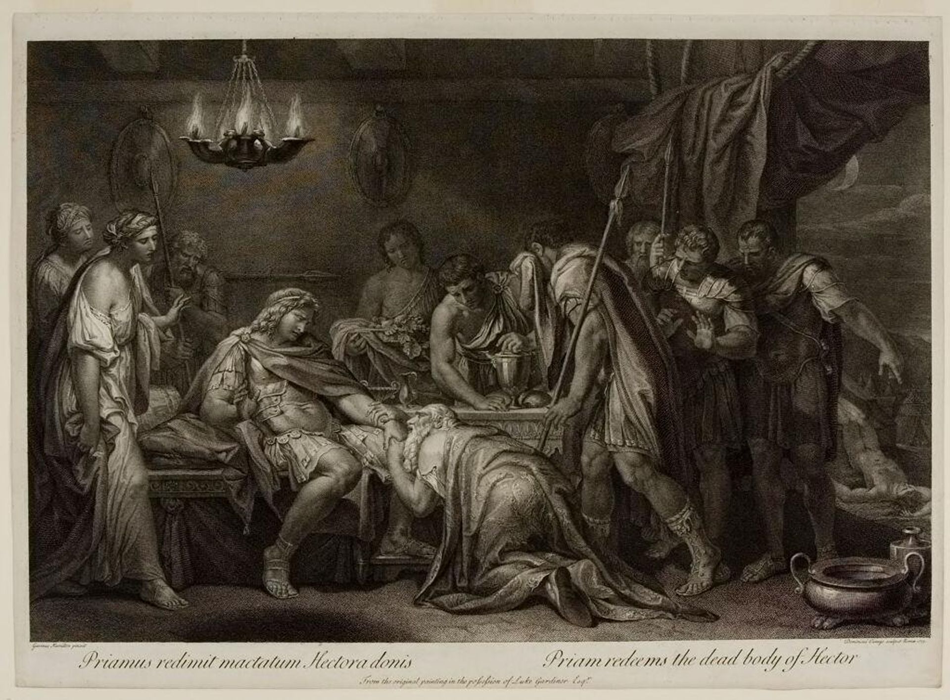Priam redeems the dead body of Hector by Domenico Cunego
