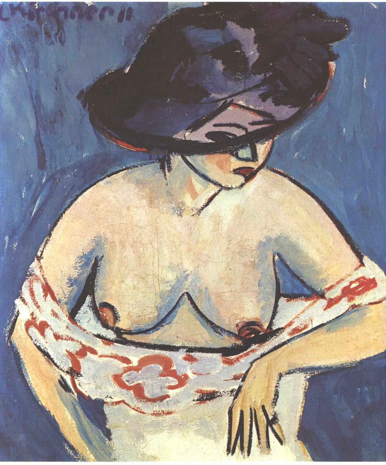 Half-Naked Woman with a Hat by Ernst Ludwig Kirchner