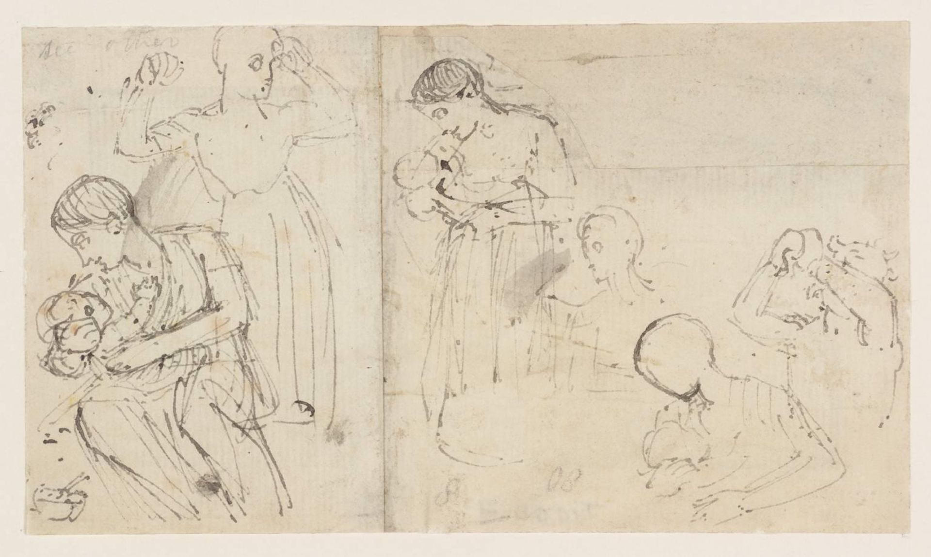 A Woman and Child, Sketches. Verso: A Male Figure by Thomas Stothard