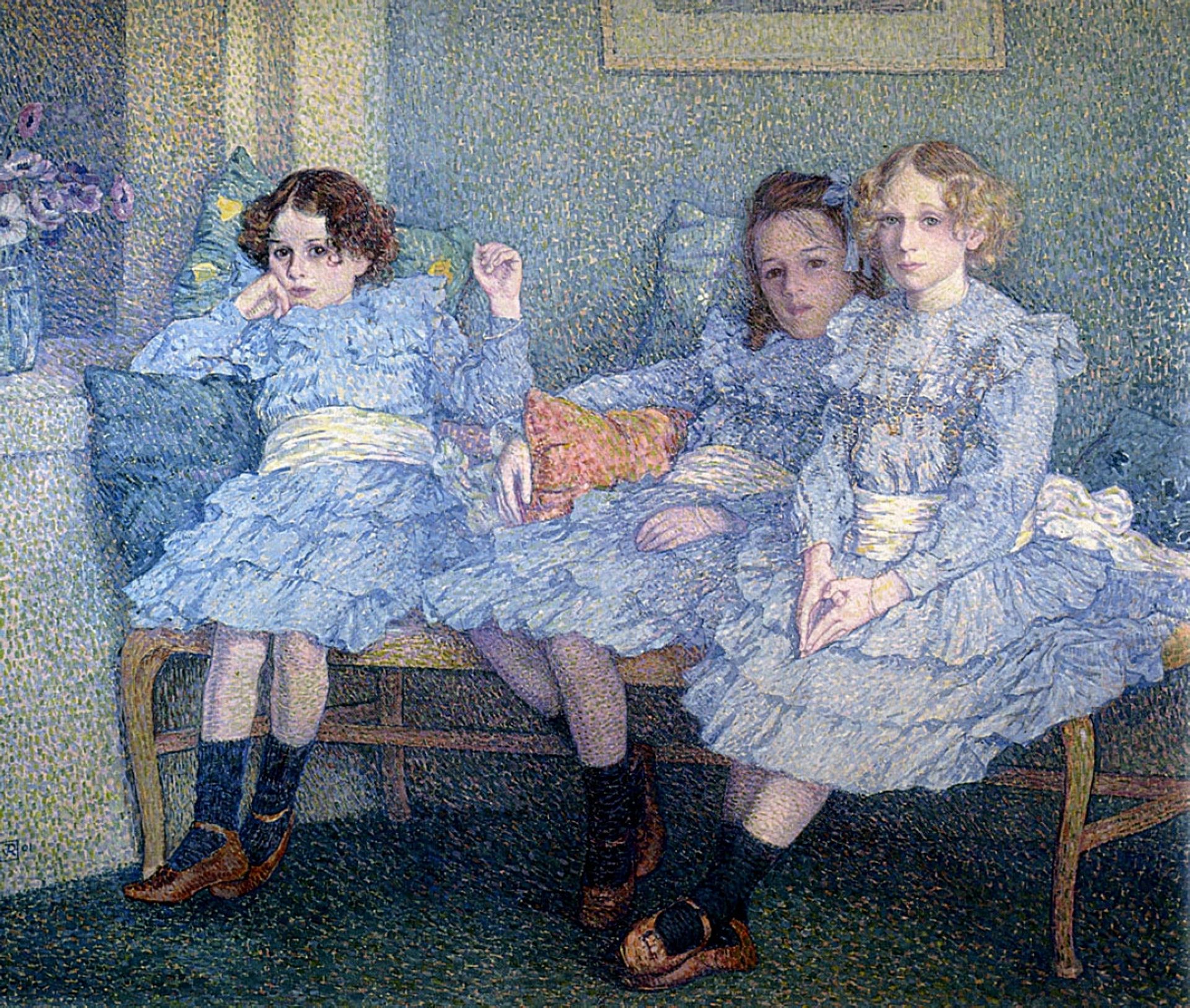 Three Children in Blue by Theo van Rysselberghe