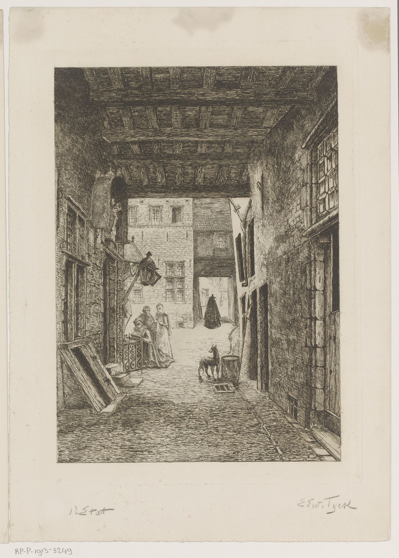 Gezicht op een straat bij het Steen by Edouard Tyck