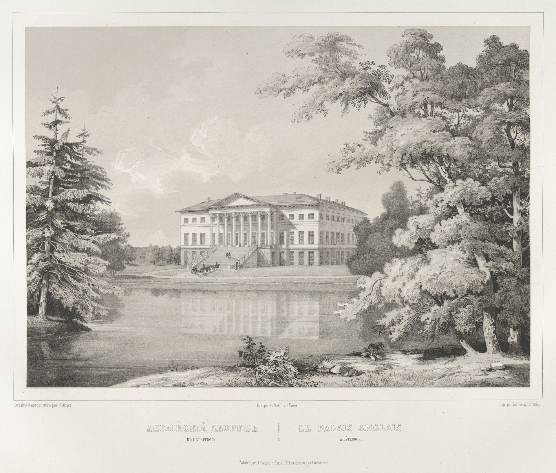 Le Palais Anglais à Peterhof, from the series Vues pittoresques des palais & jardins impériaux aux environs de St. Petersbourg by J. Meyer