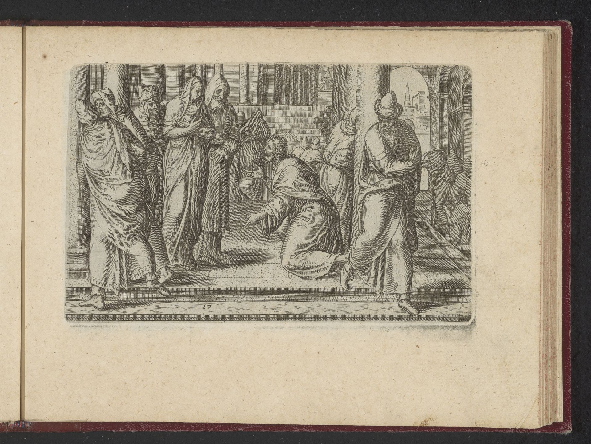 Christus en de overspelige vrouw by Philips Galle