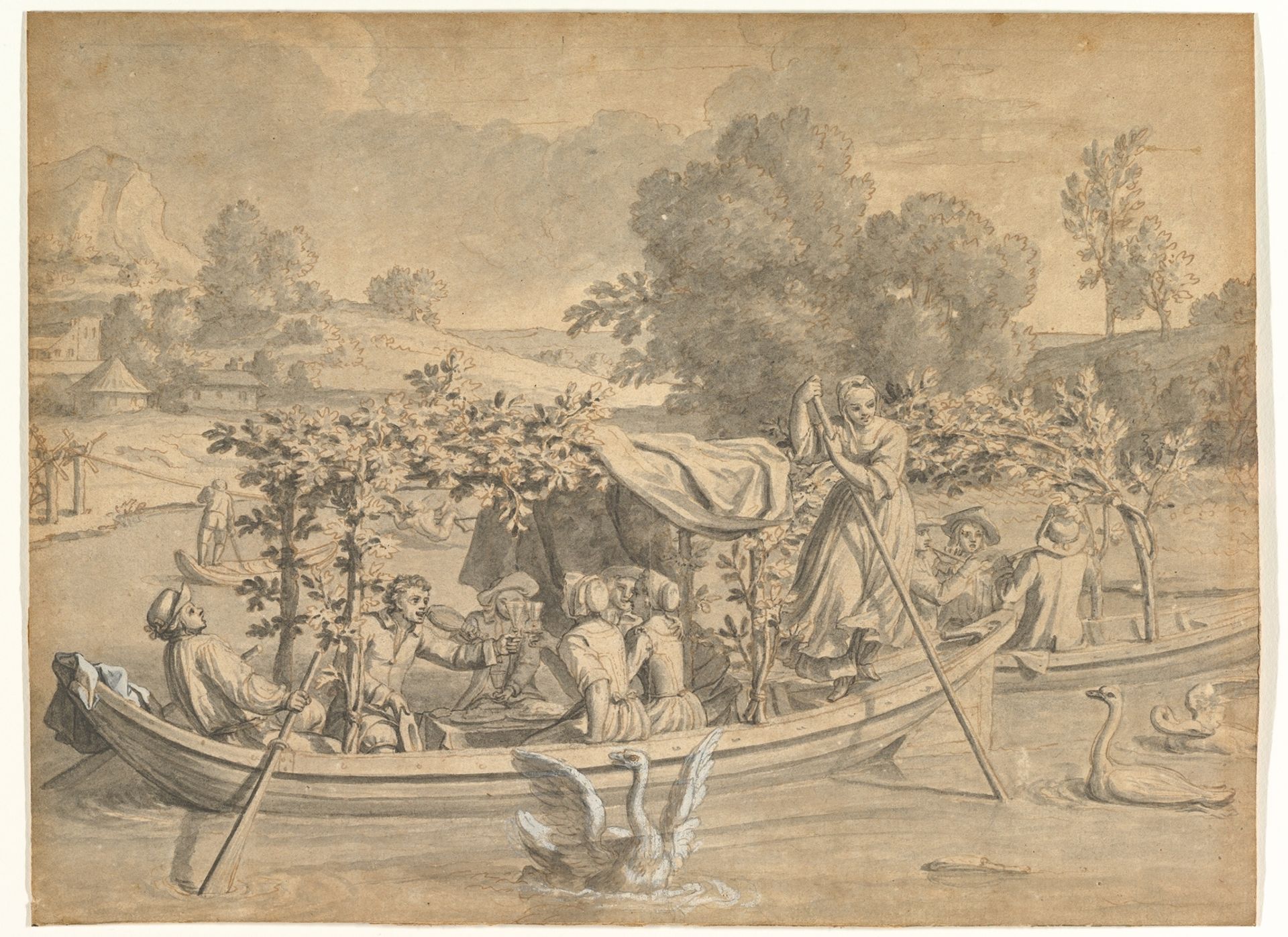 July: Amusements on the Water, (Juillet : les Divertissements sur l’eau) by Claude Simpol