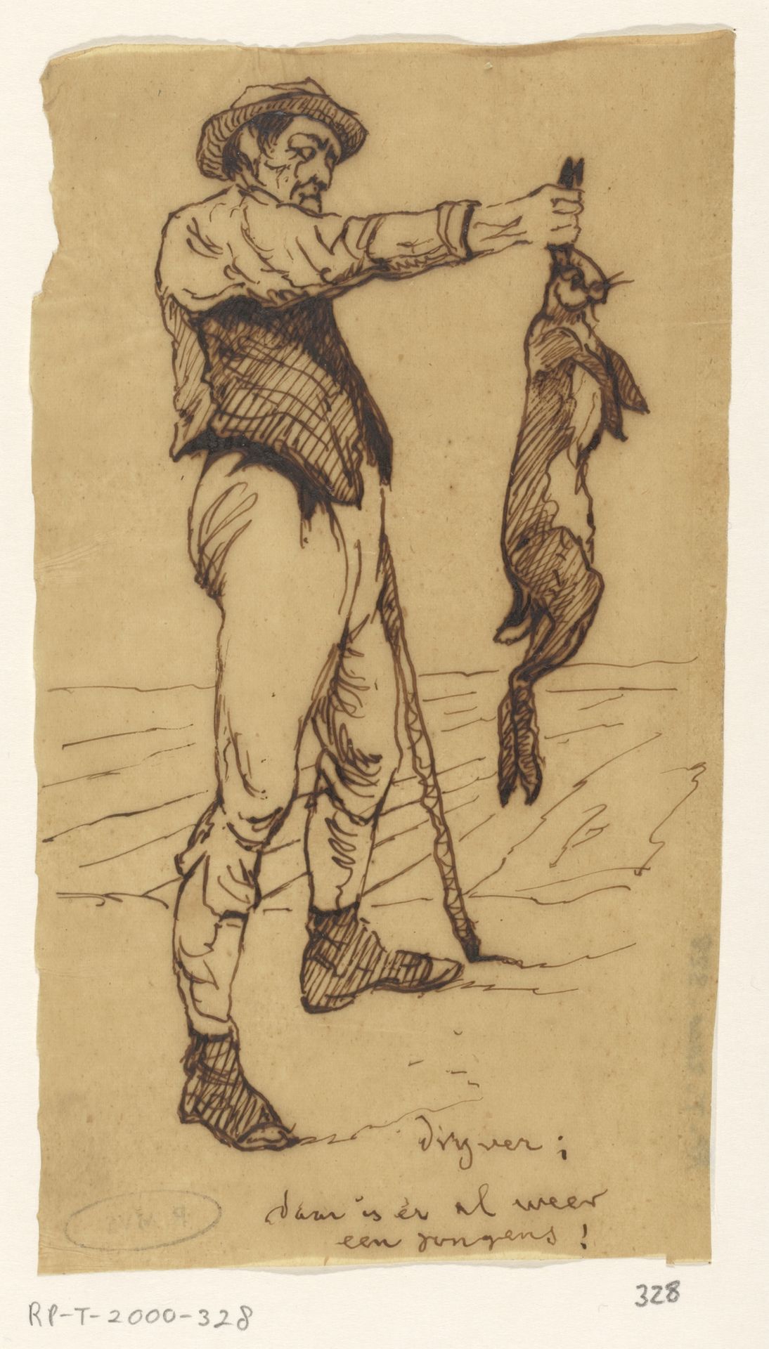 Drijver met haas by Johannes Tavenraat
