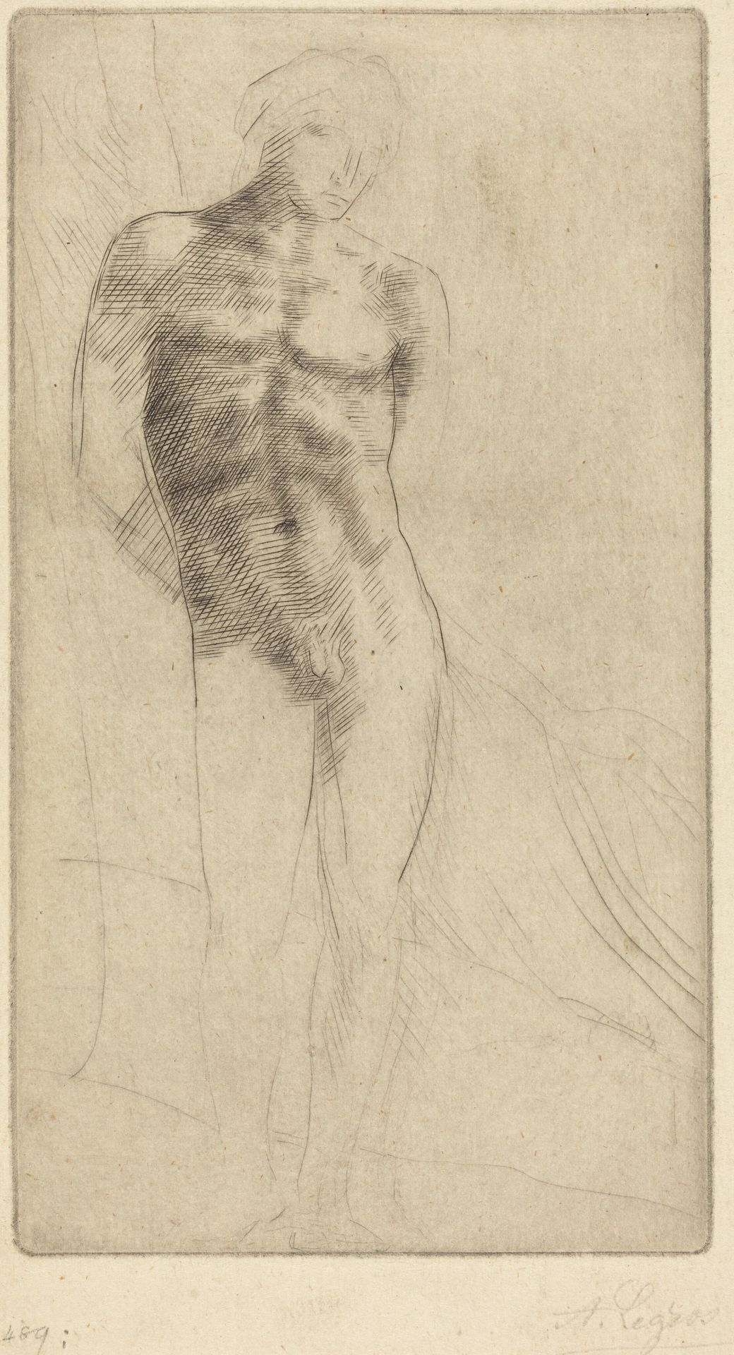 Study of a Nude Figure (Etude de figure nue) by Alphonse Legros