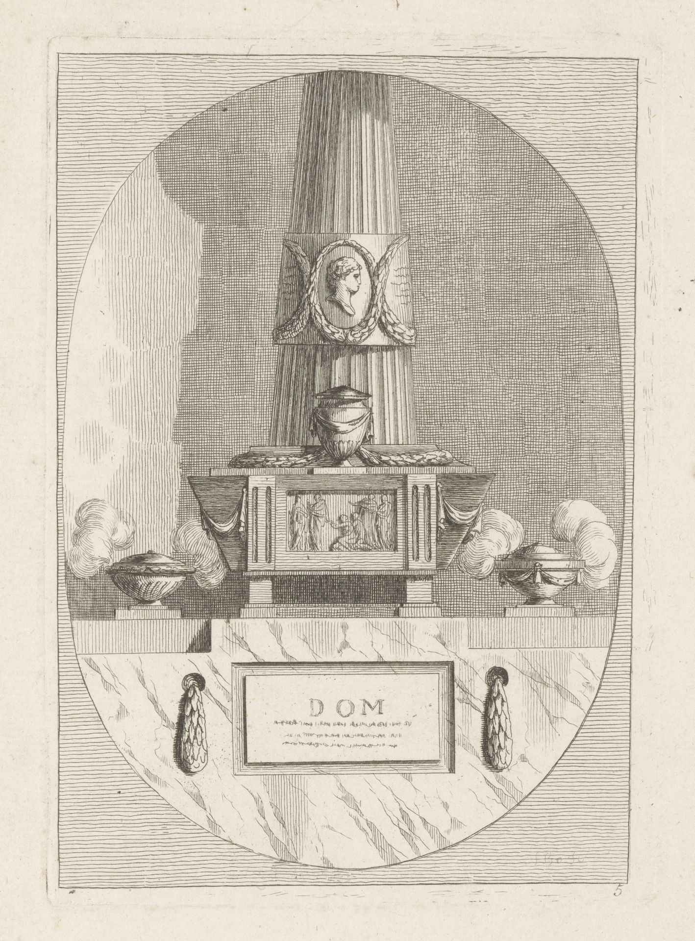 Tombe met obelisk en treurende figuren by Juste Nathan Boucher