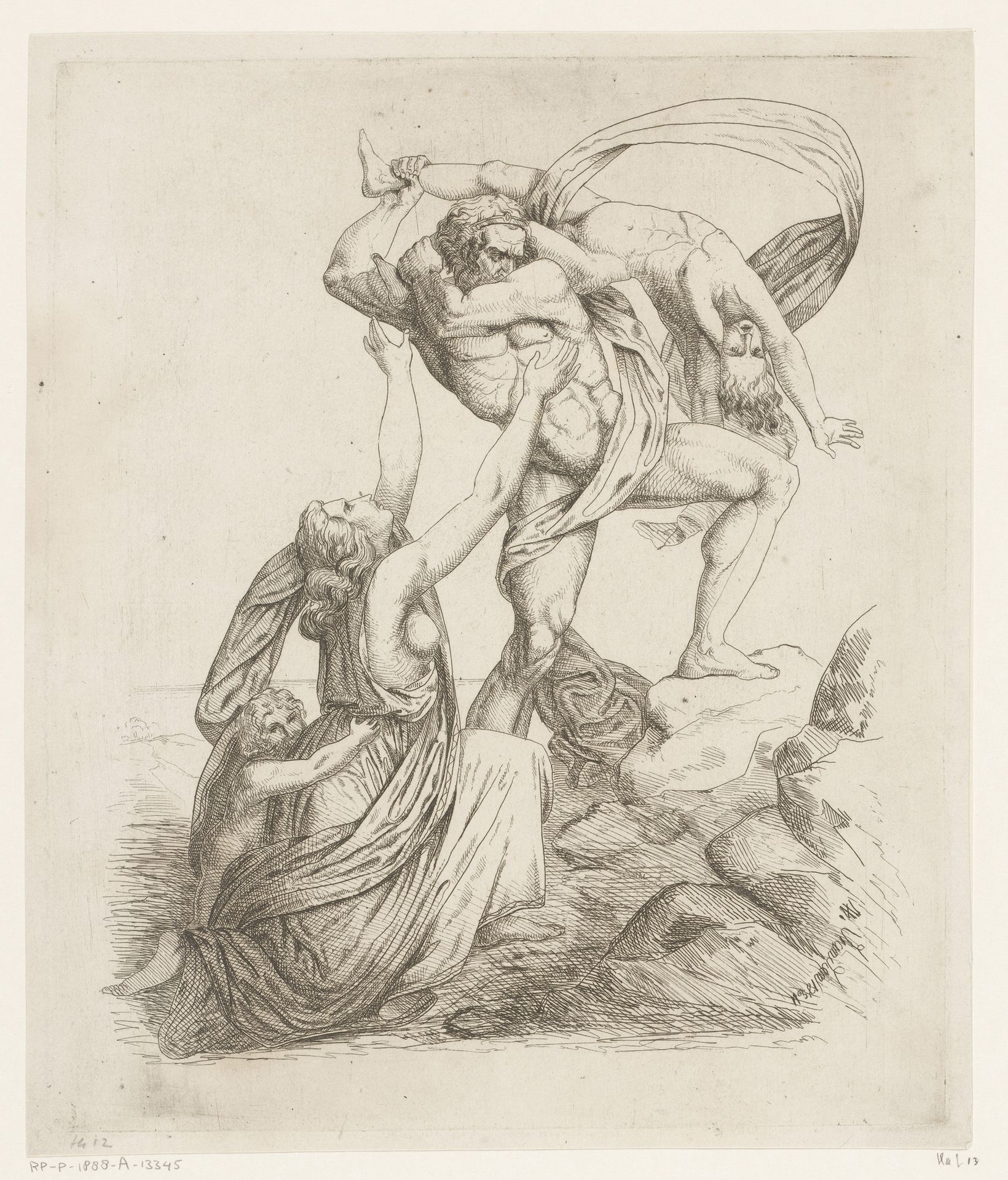 Achilles slaat Astyanax tegen de rotsen by Heinrich Vianden