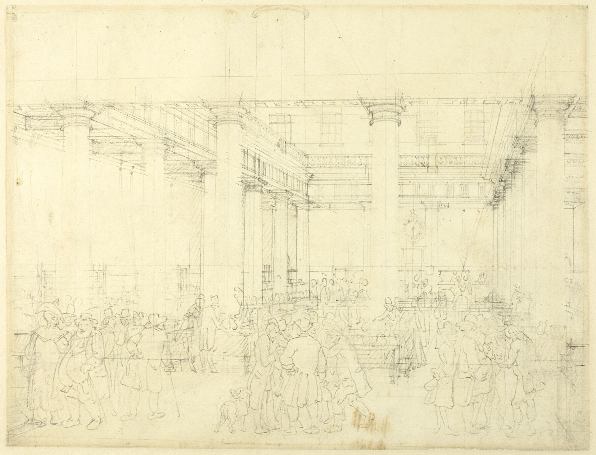 Study for Corn Exchange, Mark Lane, from Microcosm of London by Augustus Charles Pugin