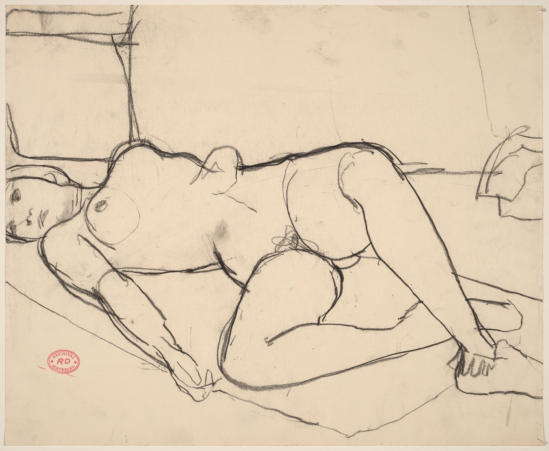 Untitled [reclining female nude in slippers] by Richard Diebenkorn