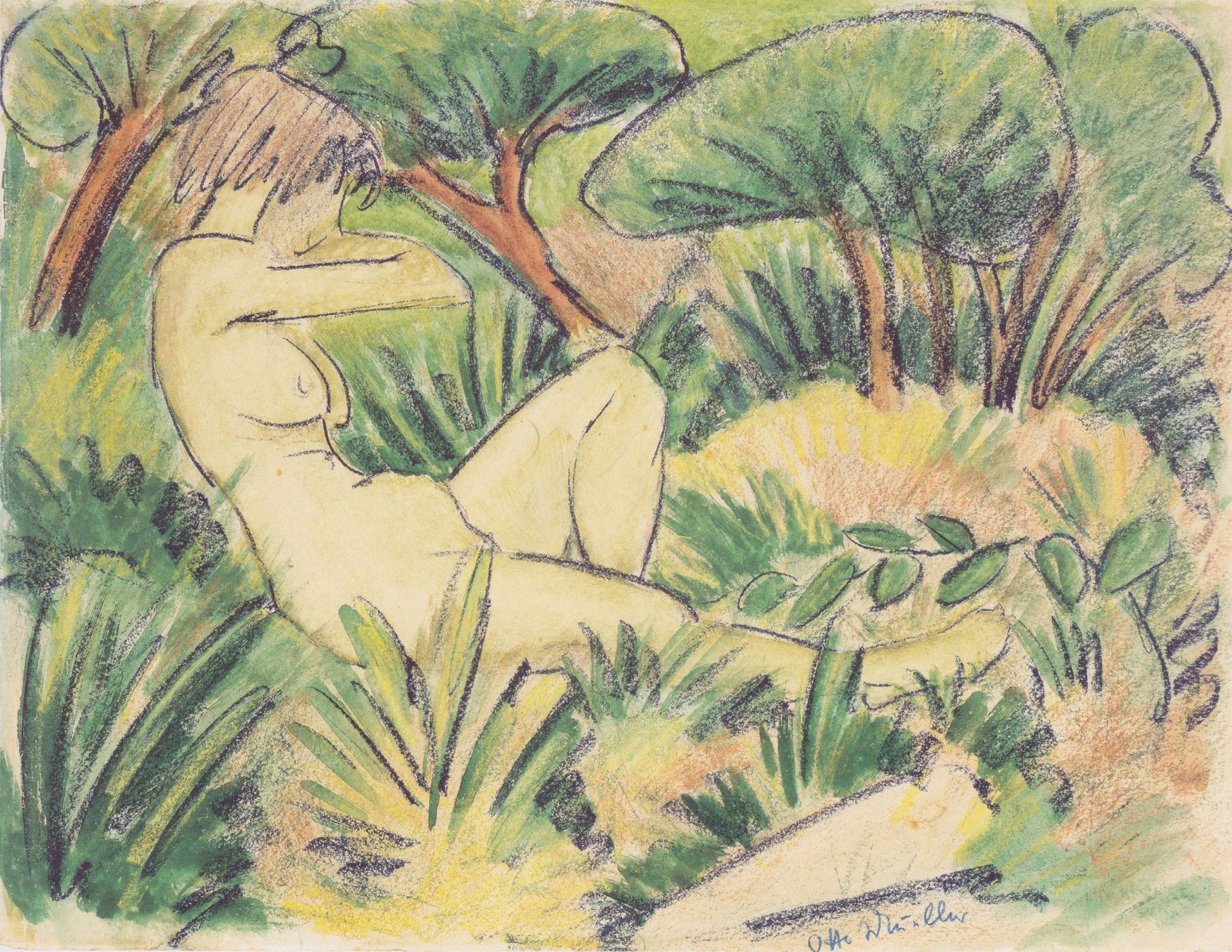 Akt in Landschaft by Otto Mueller