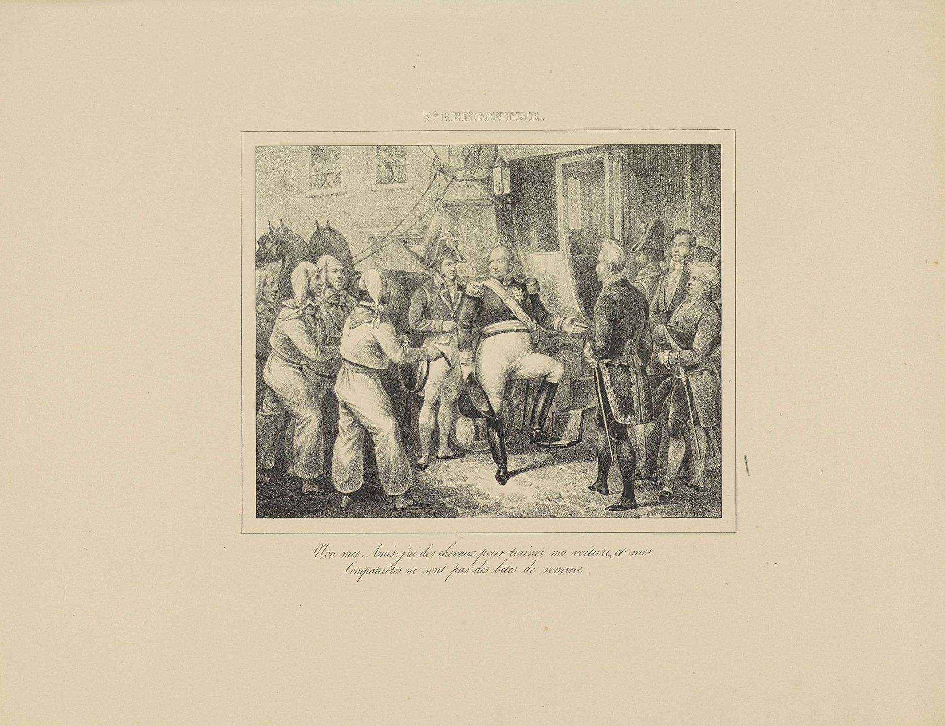 Koning Willem I weigert het aanbod van de kaailopers, 1829 by Jean-Louis Van Hemelryck