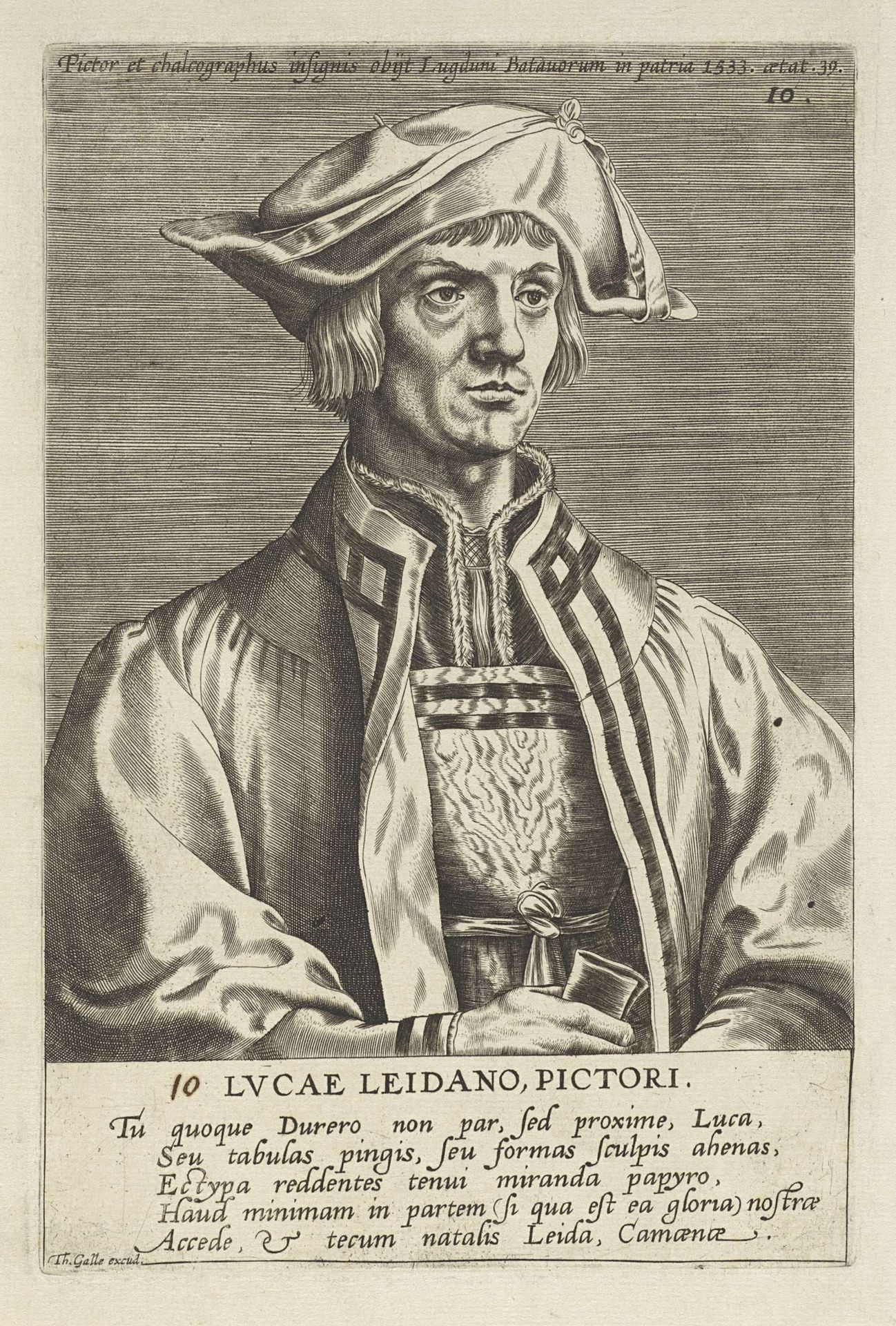 Portret van de schilder Lucas van Leyden by Wierix